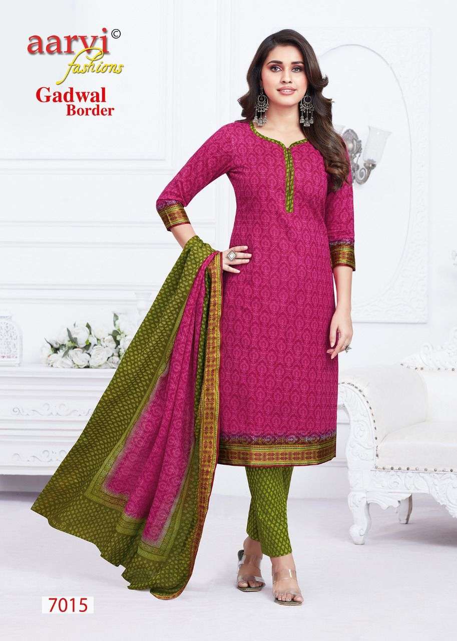 GADWAL BORDER VOL-7 BY AARVI FASHION 7012 TO 7023 SERIES BEAUTIFUL SUITS COLORFUL STYLISH FANCY CASUAL WEAR & ETHNIC WEAR FANCY DRESSES AT WHOLESALE PRICE