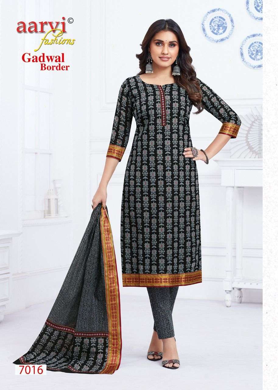 GADWAL BORDER VOL-7 BY AARVI FASHION 7012 TO 7023 SERIES BEAUTIFUL SUITS COLORFUL STYLISH FANCY CASUAL WEAR & ETHNIC WEAR FANCY DRESSES AT WHOLESALE PRICE
