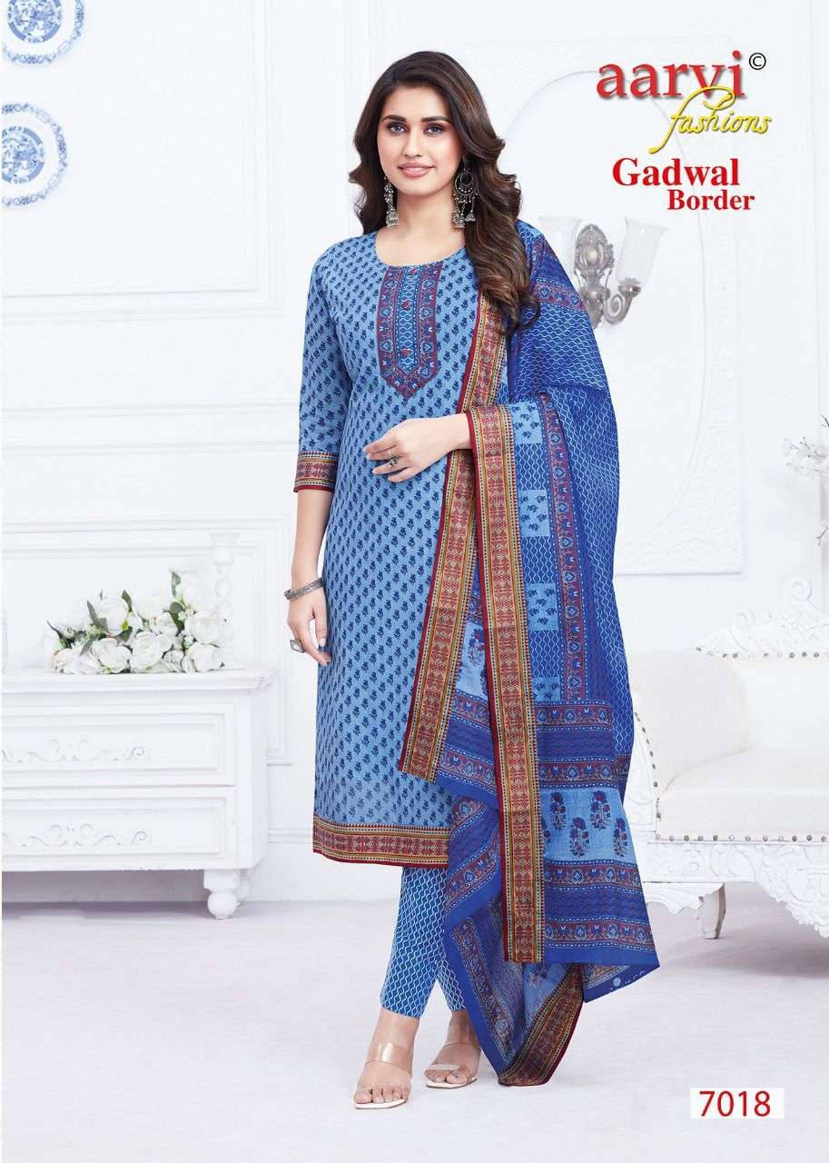 GADWAL BORDER VOL-7 BY AARVI FASHION 7012 TO 7023 SERIES BEAUTIFUL SUITS COLORFUL STYLISH FANCY CASUAL WEAR & ETHNIC WEAR FANCY DRESSES AT WHOLESALE PRICE