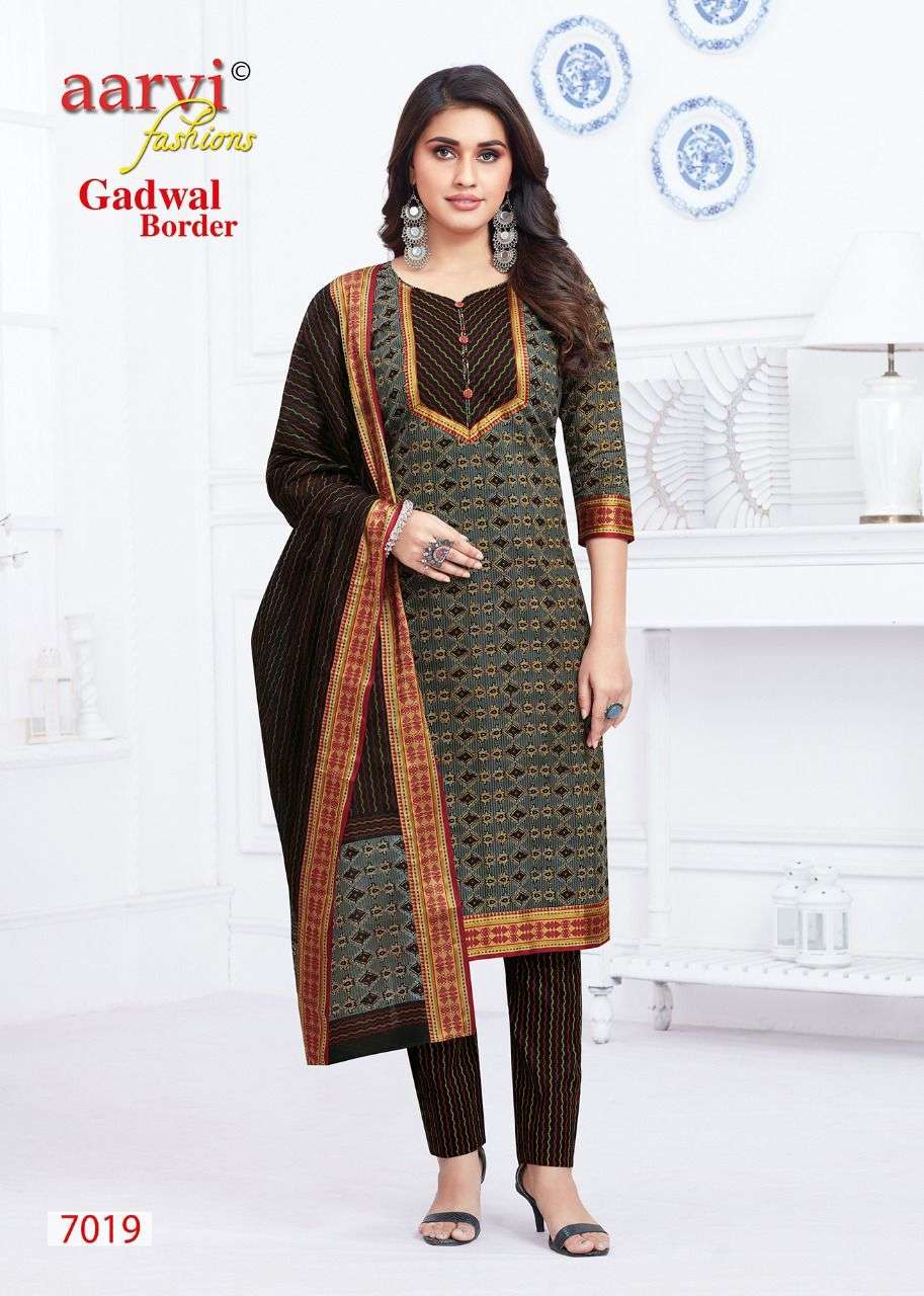 GADWAL BORDER VOL-7 BY AARVI FASHION 7012 TO 7023 SERIES BEAUTIFUL SUITS COLORFUL STYLISH FANCY CASUAL WEAR & ETHNIC WEAR FANCY DRESSES AT WHOLESALE PRICE