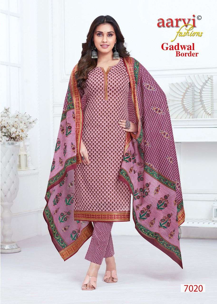 GADWAL BORDER VOL-7 BY AARVI FASHION 7012 TO 7023 SERIES BEAUTIFUL SUITS COLORFUL STYLISH FANCY CASUAL WEAR & ETHNIC WEAR FANCY DRESSES AT WHOLESALE PRICE