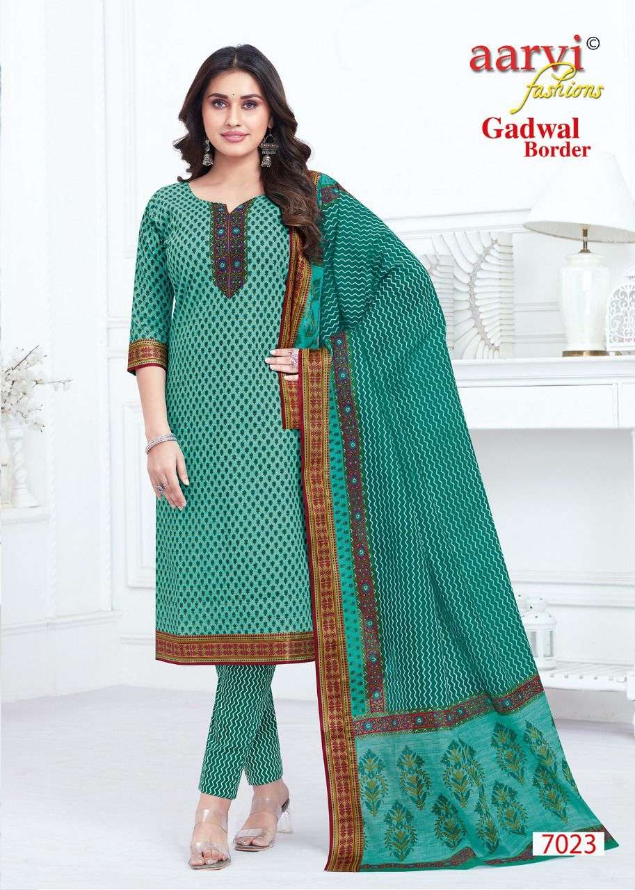 GADWAL BORDER VOL-7 BY AARVI FASHION 7012 TO 7023 SERIES BEAUTIFUL SUITS COLORFUL STYLISH FANCY CASUAL WEAR & ETHNIC WEAR FANCY DRESSES AT WHOLESALE PRICE