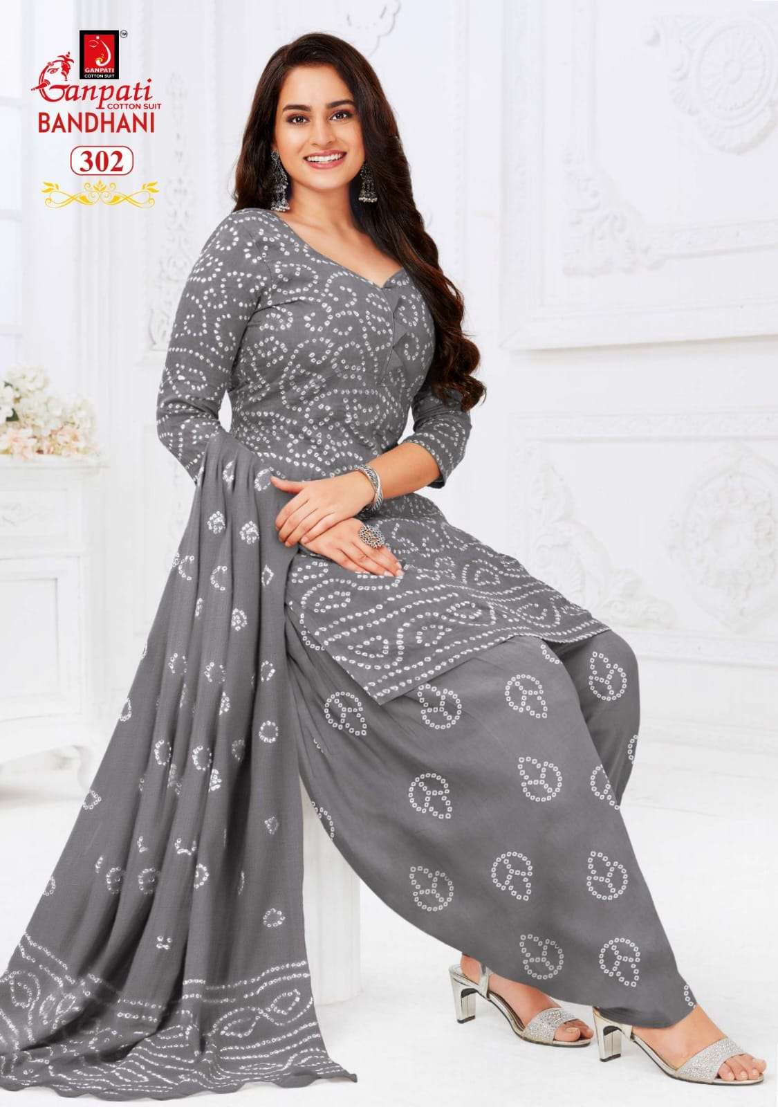 BANDHANI VOL-3 BY GANPATI COTTON SUITS 301 TO 312 SERIES BEAUTIFUL SUITS COLORFUL STYLISH FANCY CASUAL WEAR & ETHNIC WEAR PURE COTTON PRINT DRESSES AT WHOLESALE PRICE