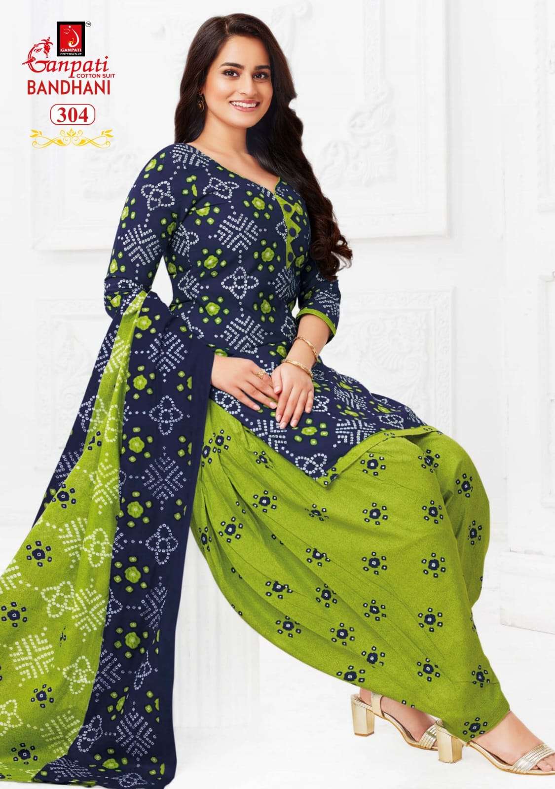 BANDHANI VOL-3 BY GANPATI COTTON SUITS 301 TO 312 SERIES BEAUTIFUL SUITS COLORFUL STYLISH FANCY CASUAL WEAR & ETHNIC WEAR PURE COTTON PRINT DRESSES AT WHOLESALE PRICE