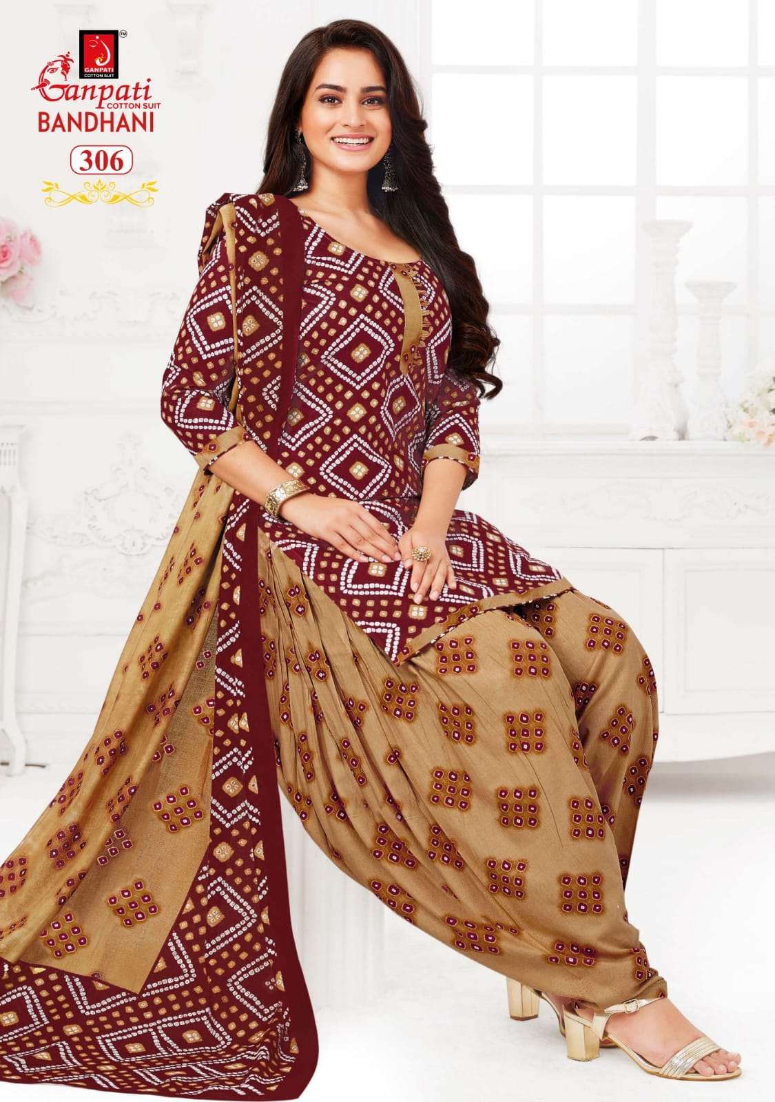 BANDHANI VOL-3 BY GANPATI COTTON SUITS 301 TO 312 SERIES BEAUTIFUL SUITS COLORFUL STYLISH FANCY CASUAL WEAR & ETHNIC WEAR PURE COTTON PRINT DRESSES AT WHOLESALE PRICE