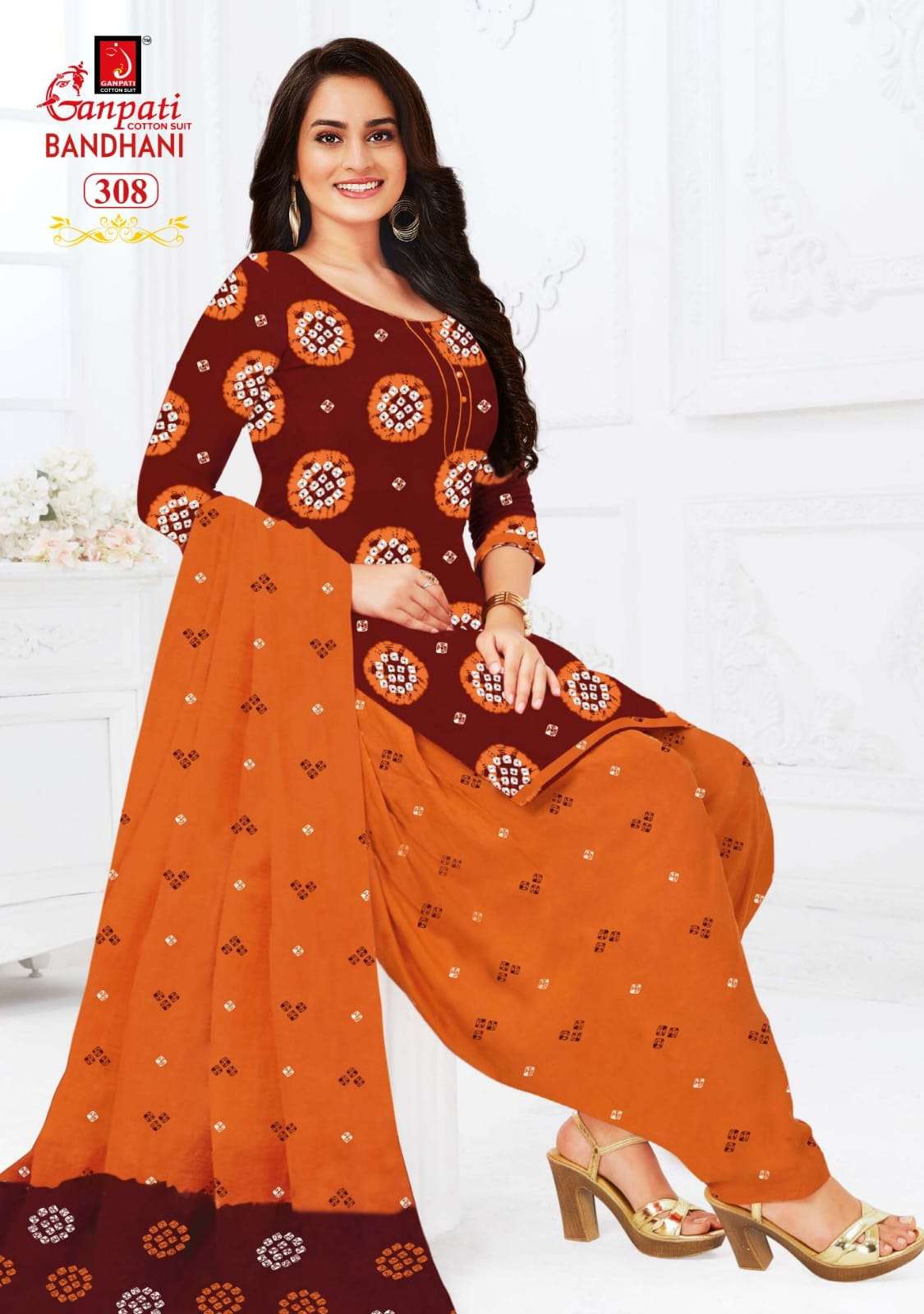 BANDHANI VOL-3 BY GANPATI COTTON SUITS 301 TO 312 SERIES BEAUTIFUL SUITS COLORFUL STYLISH FANCY CASUAL WEAR & ETHNIC WEAR PURE COTTON PRINT DRESSES AT WHOLESALE PRICE
