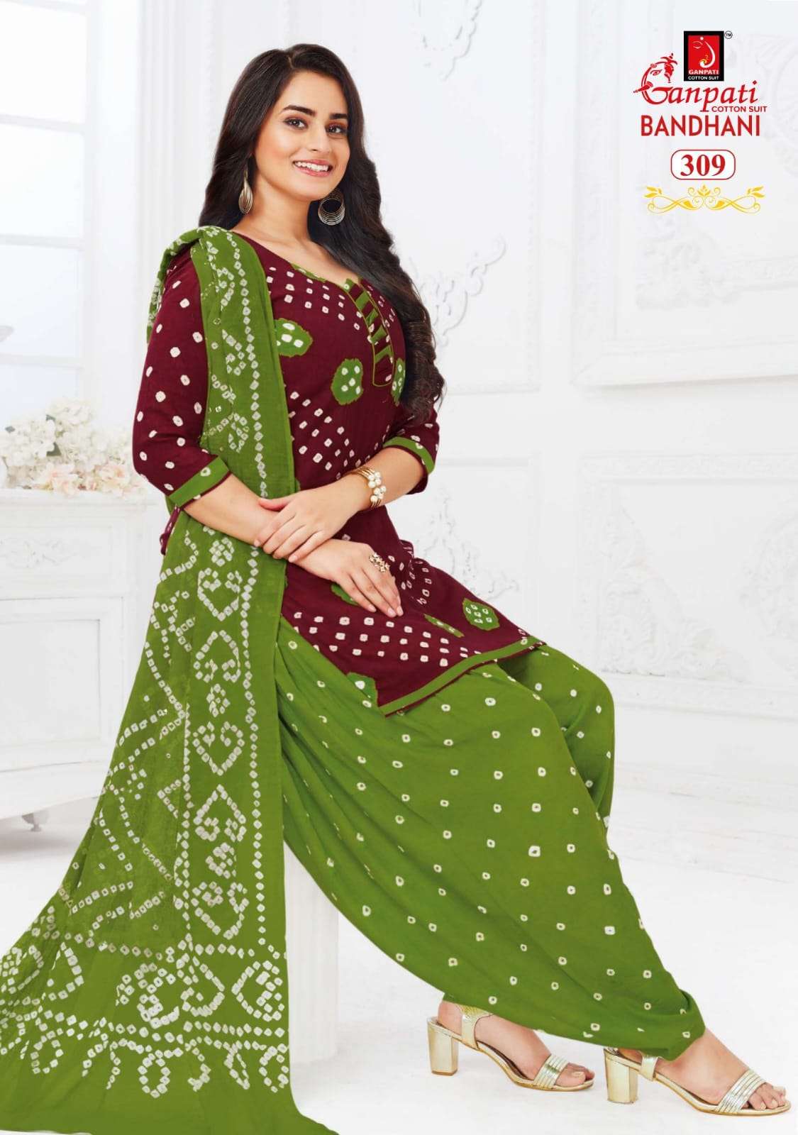 BANDHANI VOL-3 BY GANPATI COTTON SUITS 301 TO 312 SERIES BEAUTIFUL SUITS COLORFUL STYLISH FANCY CASUAL WEAR & ETHNIC WEAR PURE COTTON PRINT DRESSES AT WHOLESALE PRICE