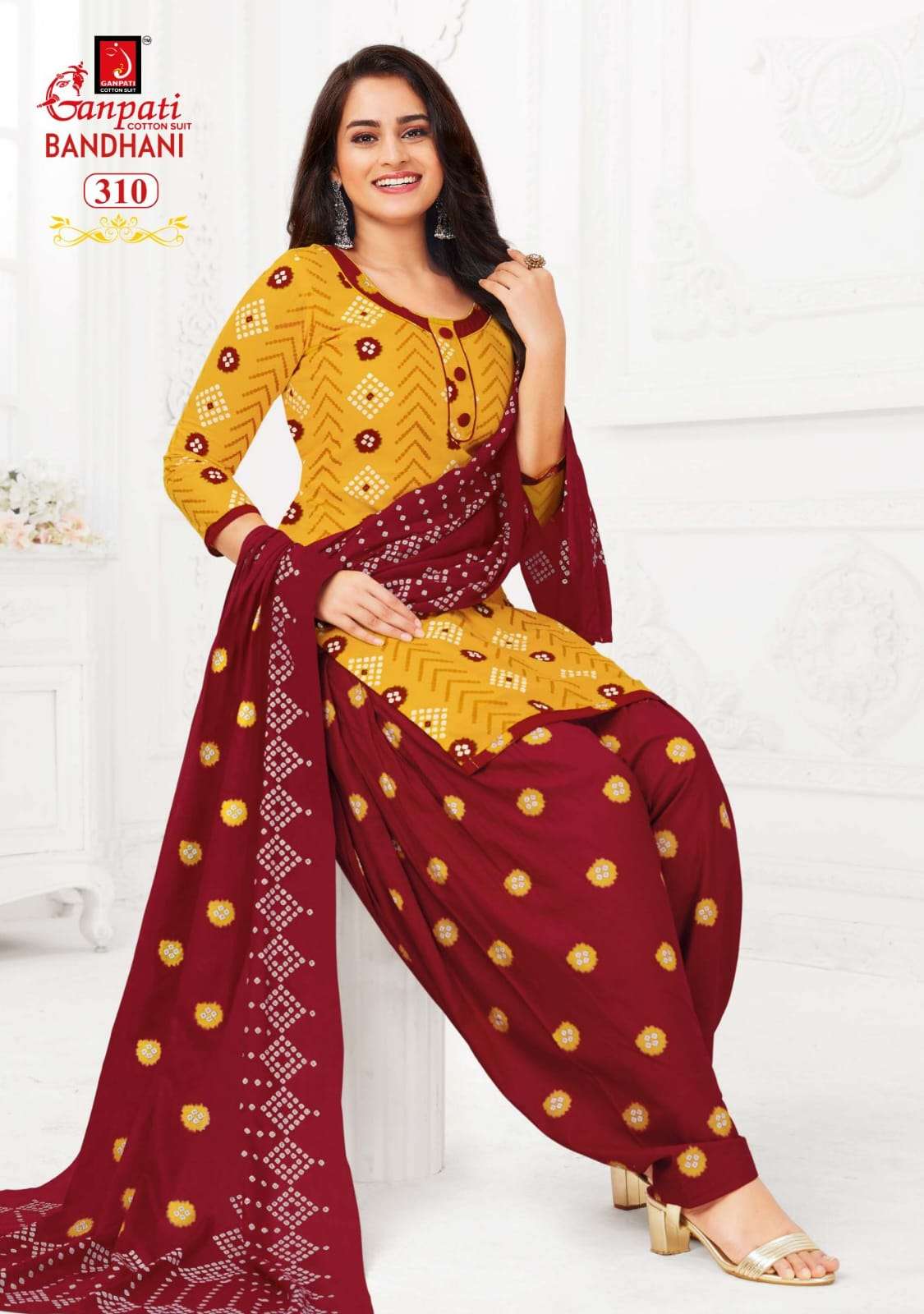BANDHANI VOL-3 BY GANPATI COTTON SUITS 301 TO 312 SERIES BEAUTIFUL SUITS COLORFUL STYLISH FANCY CASUAL WEAR & ETHNIC WEAR PURE COTTON PRINT DRESSES AT WHOLESALE PRICE