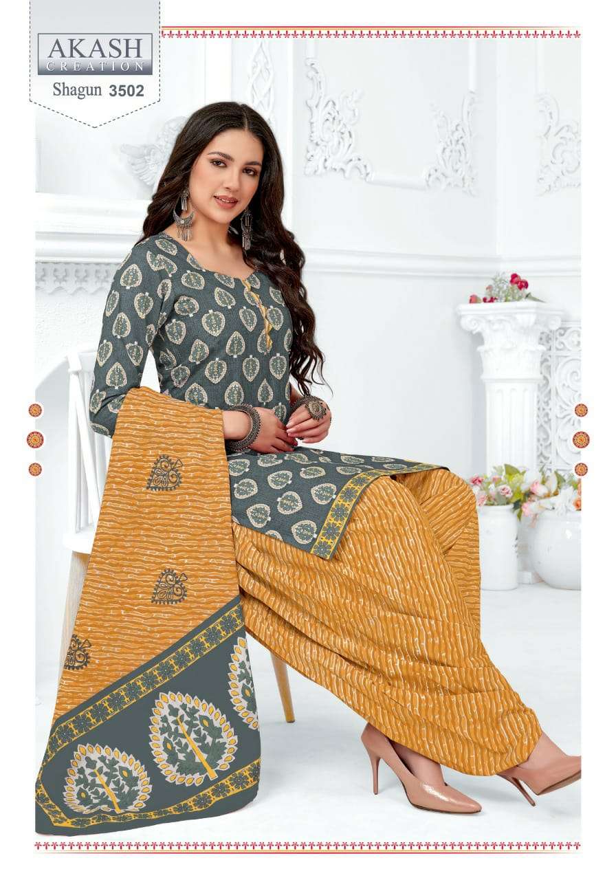 SHAGUN VOL-35 BY AKASH CREATION 3501 TO 3525 SERIES BEAUTIFUL SUITS COLORFUL STYLISH FANCY CASUAL WEAR & ETHNIC WEAR COTTON PRINT DRESSES AT WHOLESALE PRICE