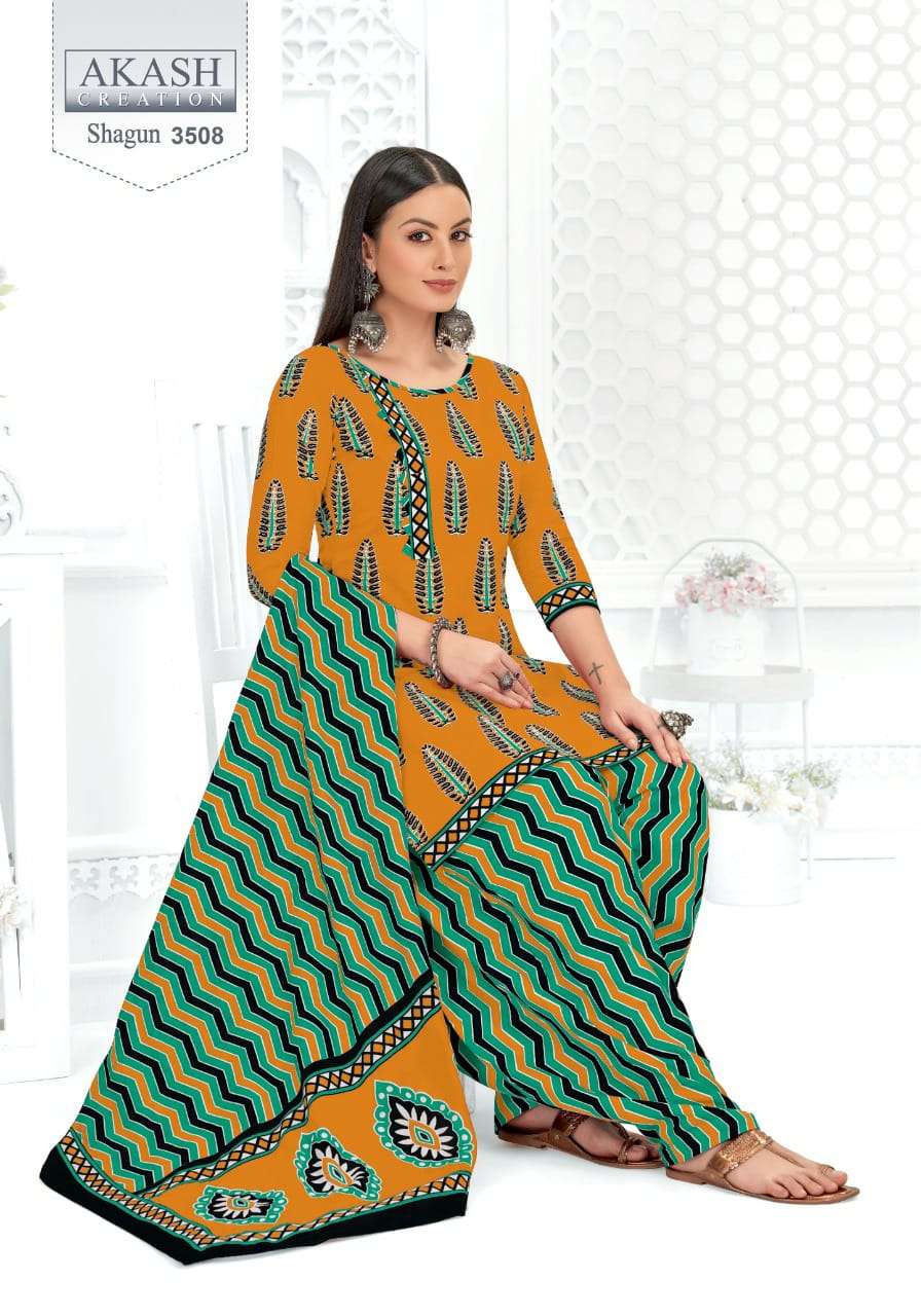 SHAGUN VOL-35 BY AKASH CREATION 3501 TO 3525 SERIES BEAUTIFUL SUITS COLORFUL STYLISH FANCY CASUAL WEAR & ETHNIC WEAR COTTON PRINT DRESSES AT WHOLESALE PRICE