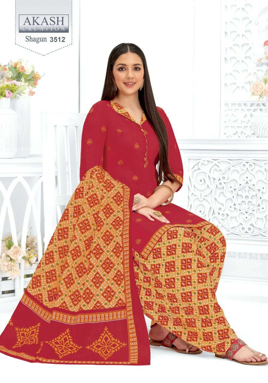 SHAGUN VOL-35 BY AKASH CREATION 3501 TO 3525 SERIES BEAUTIFUL SUITS COLORFUL STYLISH FANCY CASUAL WEAR & ETHNIC WEAR COTTON PRINT DRESSES AT WHOLESALE PRICE