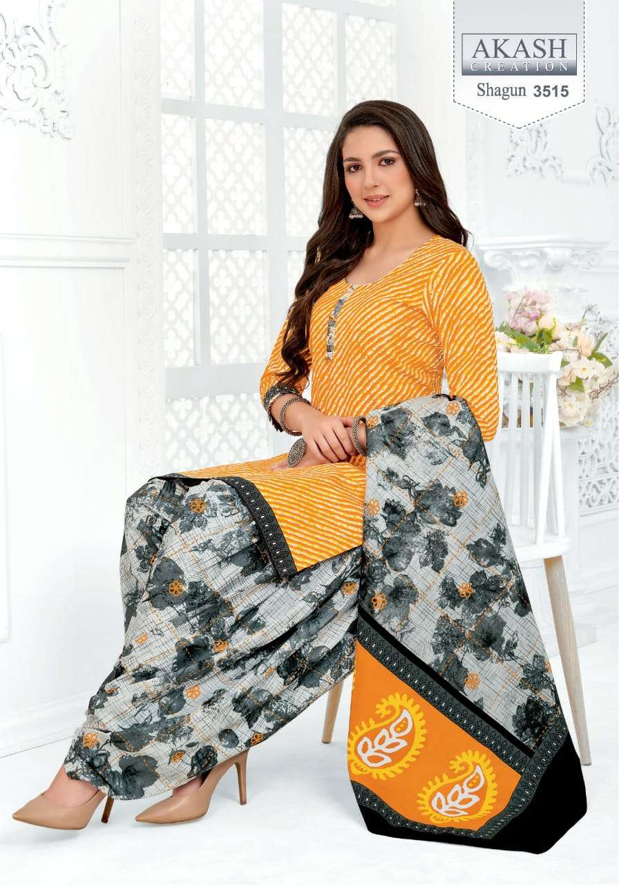 SHAGUN VOL-35 BY AKASH CREATION 3501 TO 3525 SERIES BEAUTIFUL SUITS COLORFUL STYLISH FANCY CASUAL WEAR & ETHNIC WEAR COTTON PRINT DRESSES AT WHOLESALE PRICE