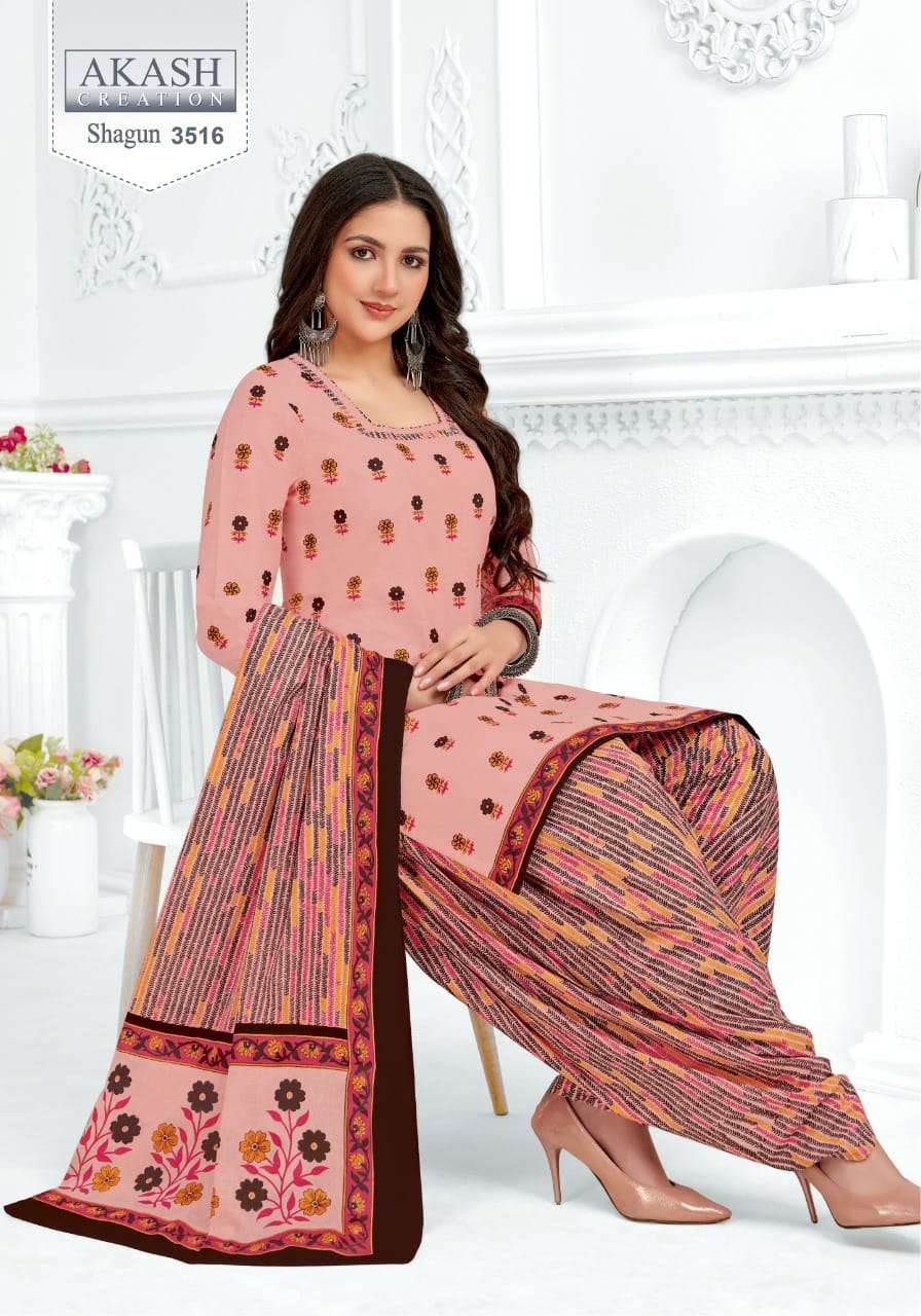 SHAGUN VOL-35 BY AKASH CREATION 3501 TO 3525 SERIES BEAUTIFUL SUITS COLORFUL STYLISH FANCY CASUAL WEAR & ETHNIC WEAR COTTON PRINT DRESSES AT WHOLESALE PRICE