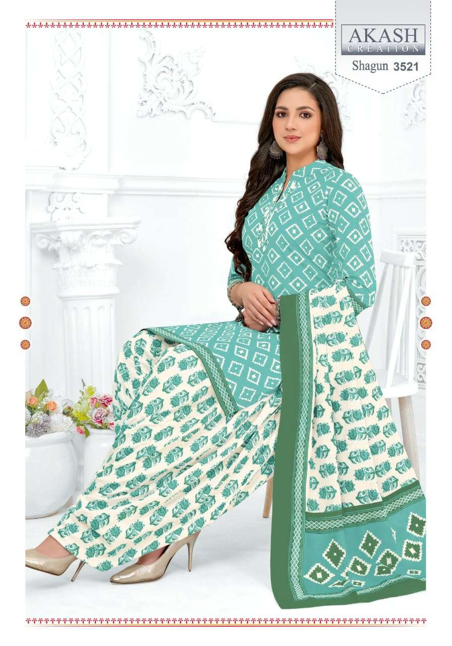 SHAGUN VOL-35 BY AKASH CREATION 3501 TO 3525 SERIES BEAUTIFUL SUITS COLORFUL STYLISH FANCY CASUAL WEAR & ETHNIC WEAR COTTON PRINT DRESSES AT WHOLESALE PRICE