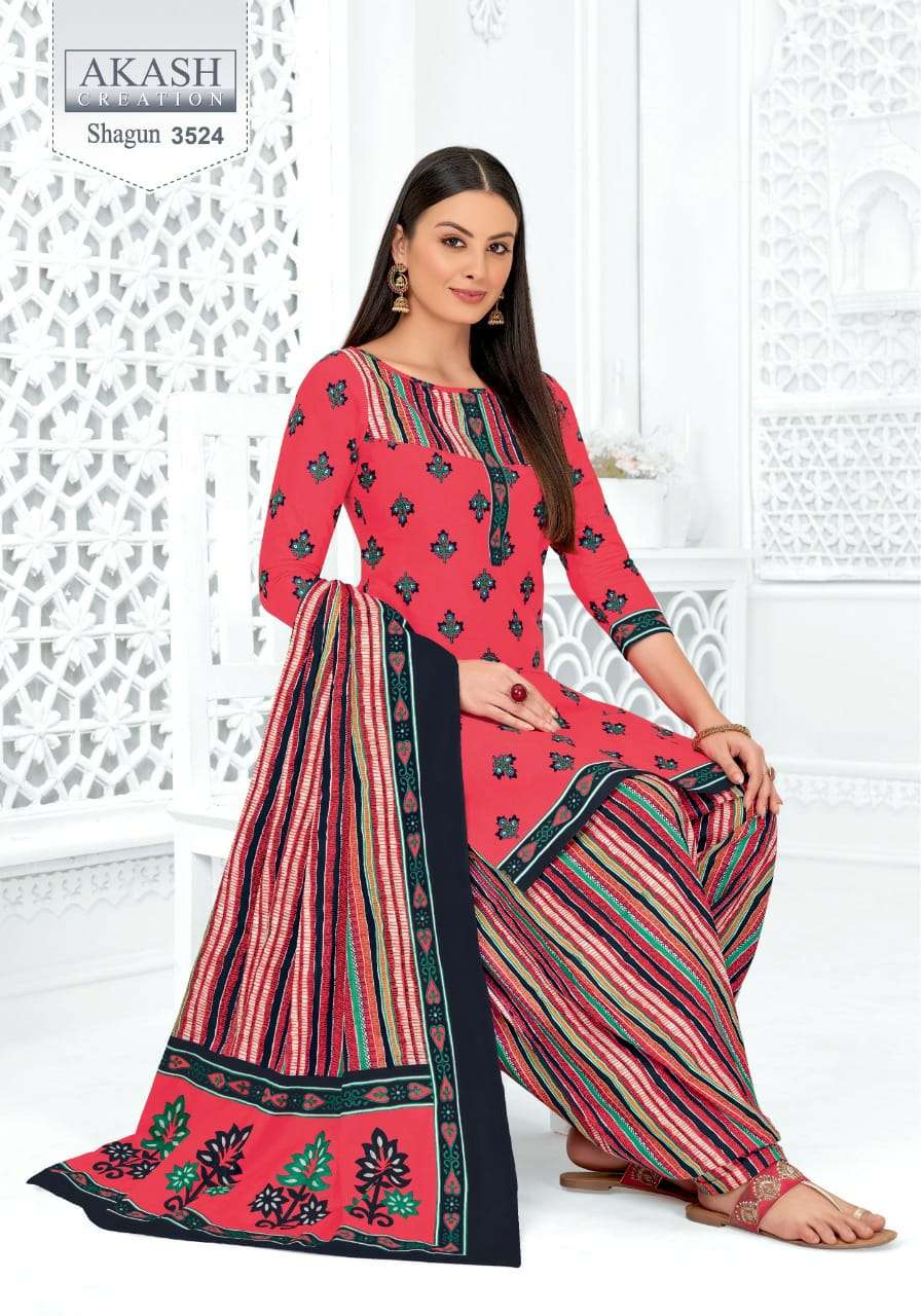 SHAGUN VOL-35 BY AKASH CREATION 3501 TO 3525 SERIES BEAUTIFUL SUITS COLORFUL STYLISH FANCY CASUAL WEAR & ETHNIC WEAR COTTON PRINT DRESSES AT WHOLESALE PRICE