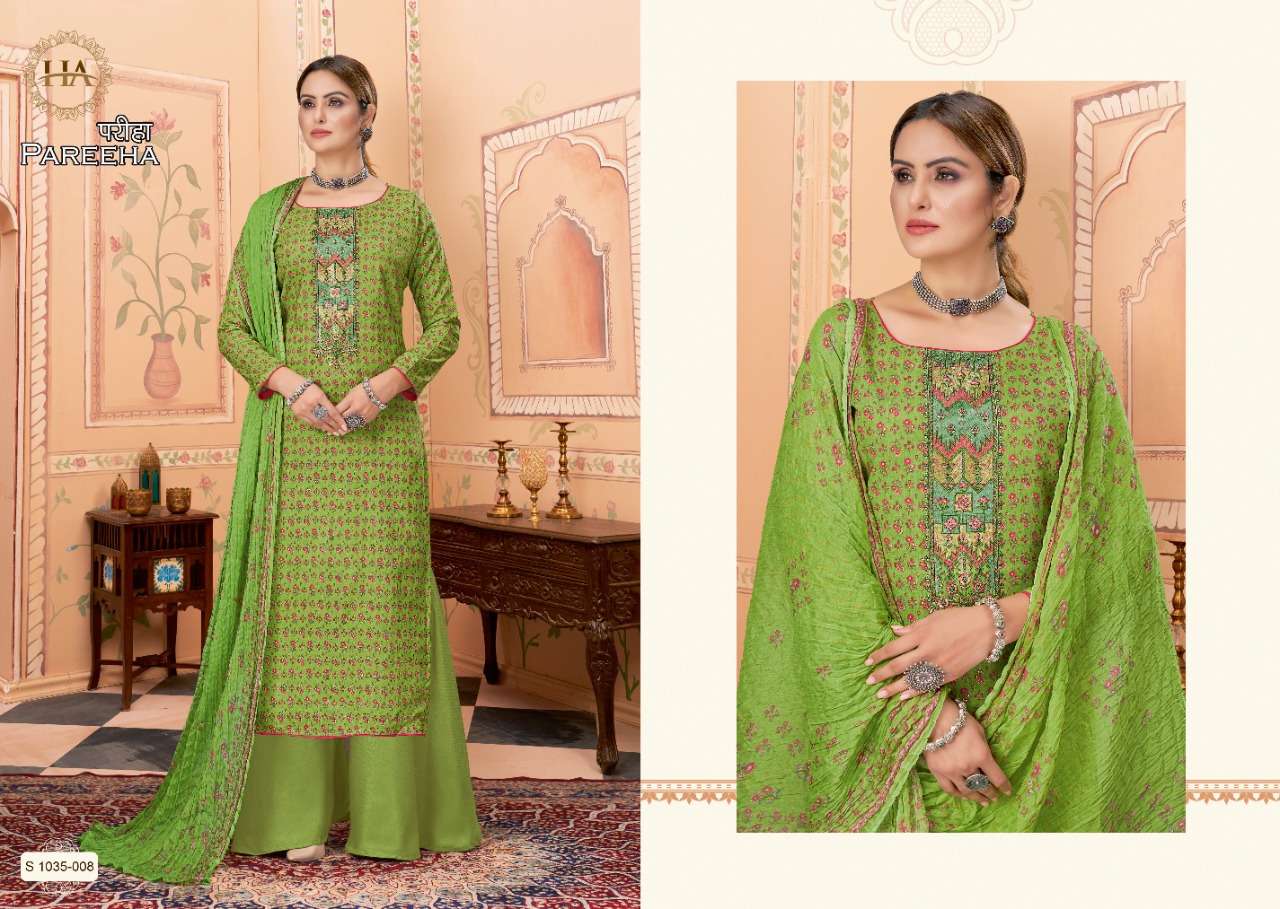 PAREEHA BY HARSHIT FASHION HUB 1035-001 TO 1035-008 SERIES BEAUTIFUL SUITS COLORFUL STYLISH FANCY CASUAL WEAR & ETHNIC WEAR VISCOSE RAYON DIGITAL PRINT DRESSES AT WHOLESALE PRICE