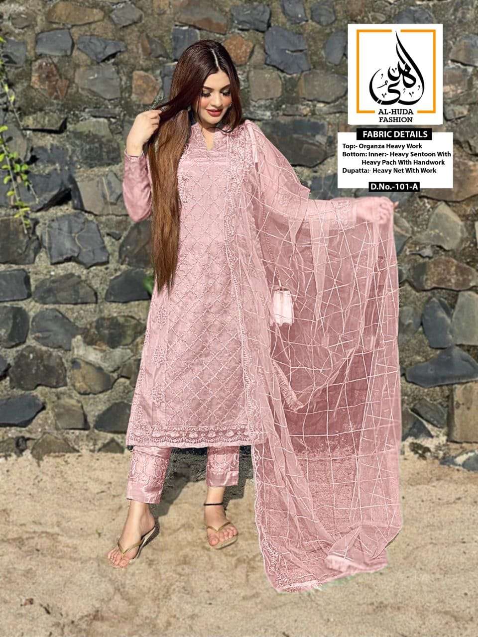 AL-HUDA HIT DESIGN 101 COLOURS BY Al-HUDA FASHION 101-A TO 101-D SERIES BEAUTIFUL PAKISTANI SUITS COLORFUL STYLISH FANCY CASUAL WEAR & ETHNIC WEAR ORGANZA EMBROIDERED DRESSES AT WHOLESALE PRICE