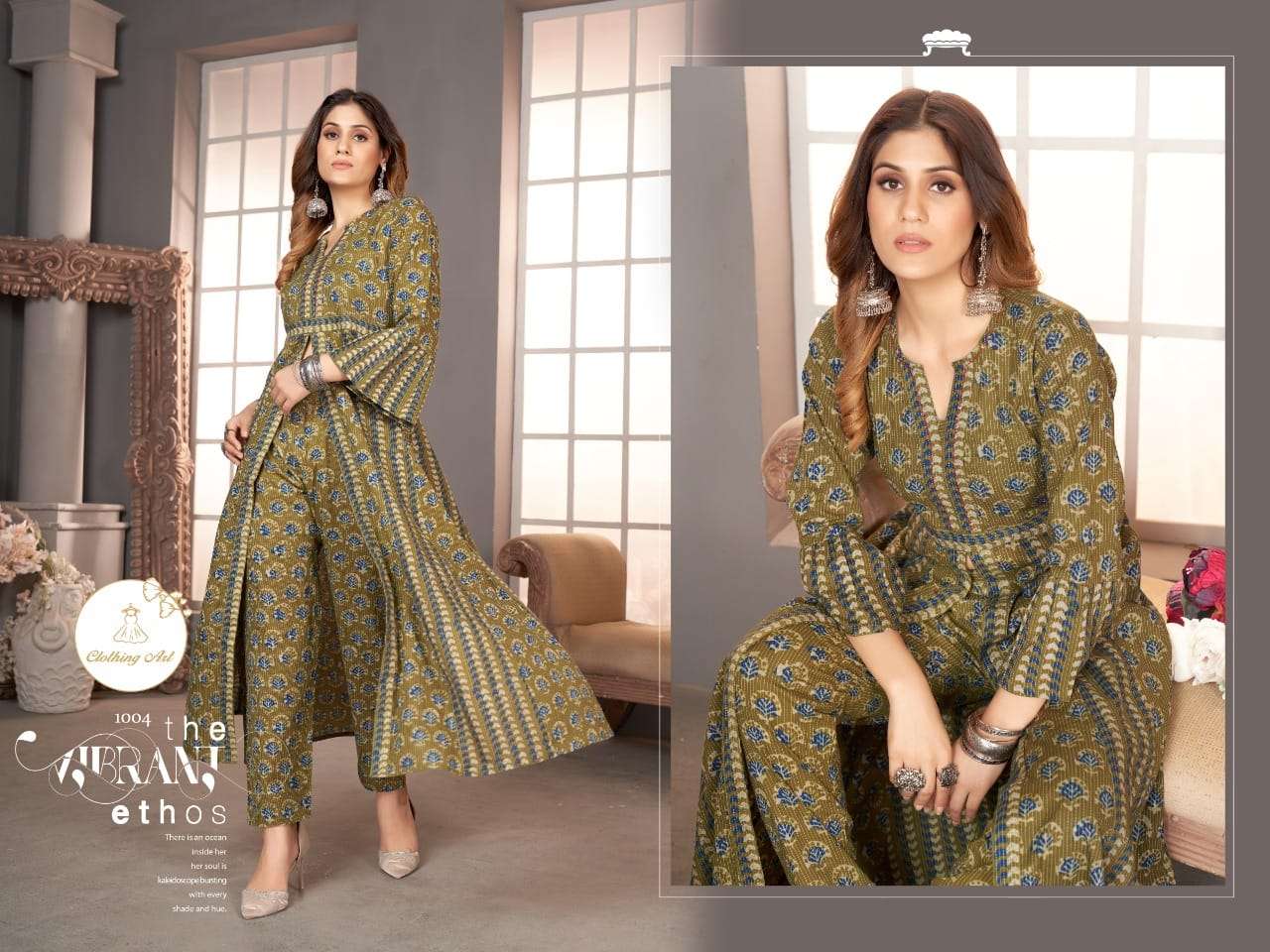 ANAMIKA BY CLOTHING ART 1001 TO 1004 SERIES DESIGNER STYLISH FANCY COLORFUL BEAUTIFUL PARTY WEAR & ETHNIC WEAR COLLECTION PURE COTTON KURTIS WITH BOTTOM AT WHOLESALE PRICE