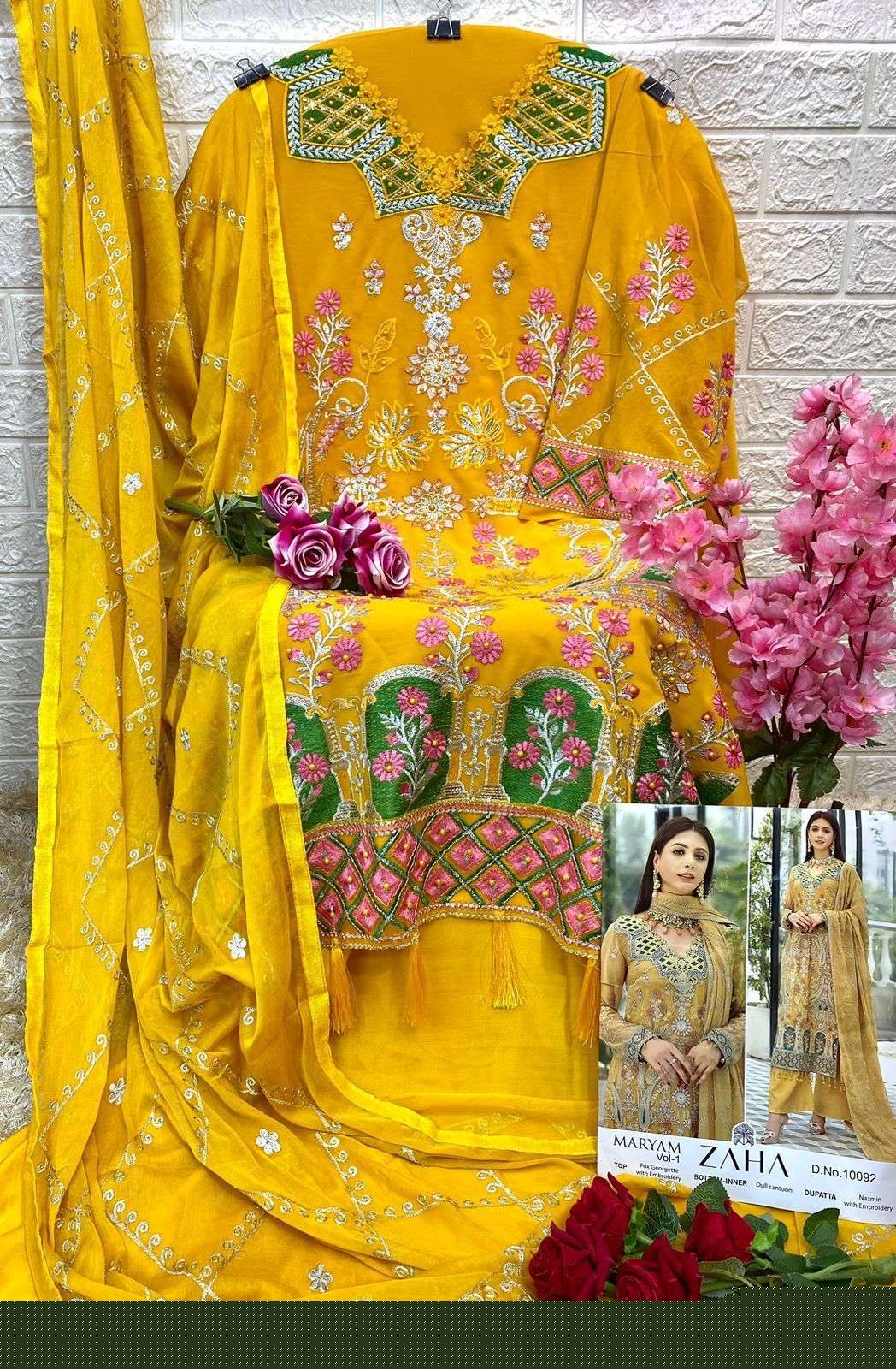 Zaha-10092 By Zaha Pakistani Suits Beautiful Fancy Colorful Stylish Party Wear & Occasional Wear Faux Georgette With Embroidery Dresses At Wholesale Price
