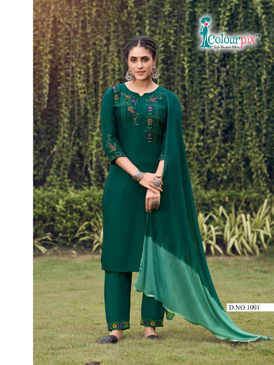 APSARA VOL-1 BY COLOURPIX 1001 TO 1004 SERIES BEAUTIFUL SUITS COLORFUL STYLISH FANCY CASUAL WEAR & ETHNIC WEAR CHINNON SILK DRESSES AT WHOLESALE PRICE