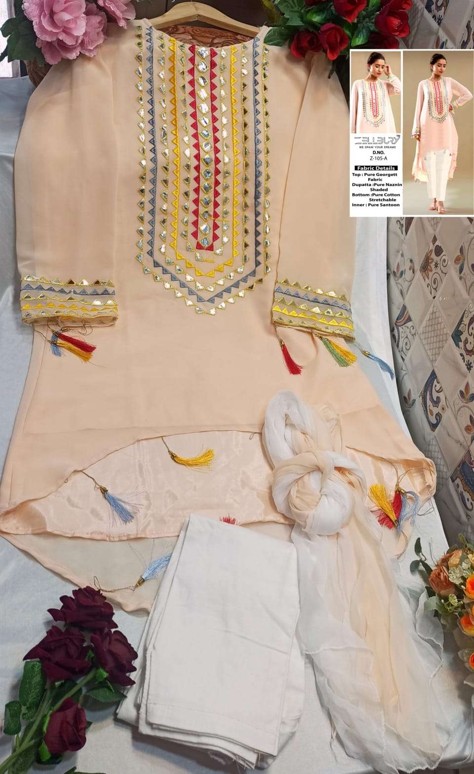 CELLBURY 105 COLOURS BY CELLBURY 105-A TO 105-E SERIES BEAUTIFUL PAKISTANI SUITS STYLISH COLORFUL FANCY CASUAL WEAR & ETHNIC WEAR PURE GEORGETTE EMBROIDERED DRESSES AT WHOLESALE PRICE