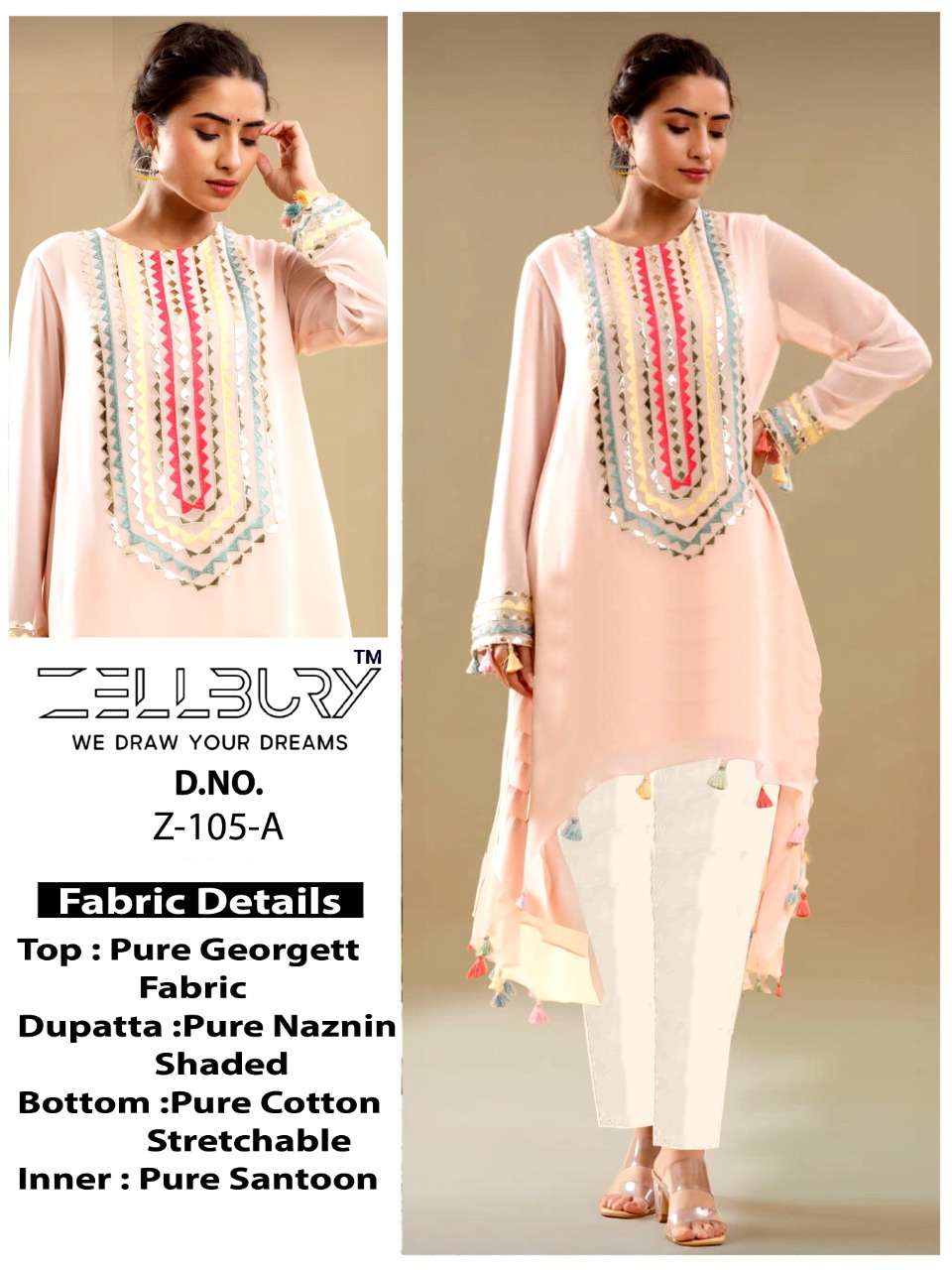 CELLBURY 105 COLOURS BY CELLBURY 105-A TO 105-E SERIES BEAUTIFUL PAKISTANI SUITS STYLISH COLORFUL FANCY CASUAL WEAR & ETHNIC WEAR PURE GEORGETTE EMBROIDERED DRESSES AT WHOLESALE PRICE