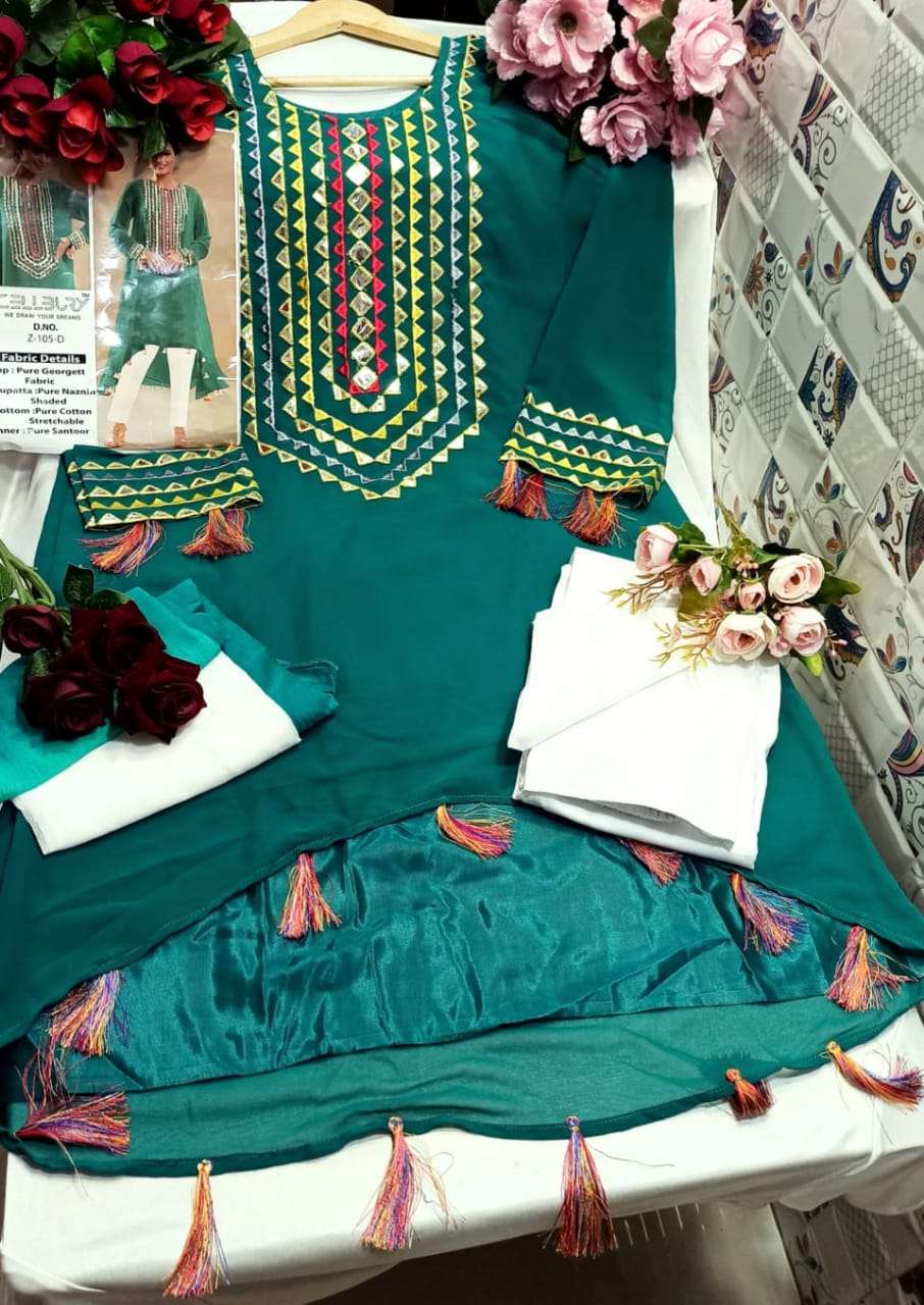 CELLBURY 105 COLOURS BY CELLBURY 105-A TO 105-E SERIES BEAUTIFUL PAKISTANI SUITS STYLISH COLORFUL FANCY CASUAL WEAR & ETHNIC WEAR PURE GEORGETTE EMBROIDERED DRESSES AT WHOLESALE PRICE
