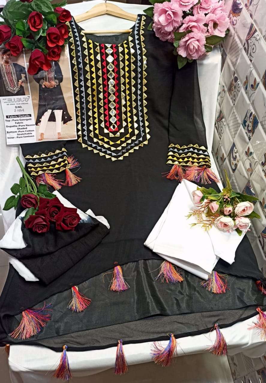 CELLBURY 105 COLOURS BY CELLBURY 105-A TO 105-E SERIES BEAUTIFUL PAKISTANI SUITS STYLISH COLORFUL FANCY CASUAL WEAR & ETHNIC WEAR PURE GEORGETTE EMBROIDERED DRESSES AT WHOLESALE PRICE