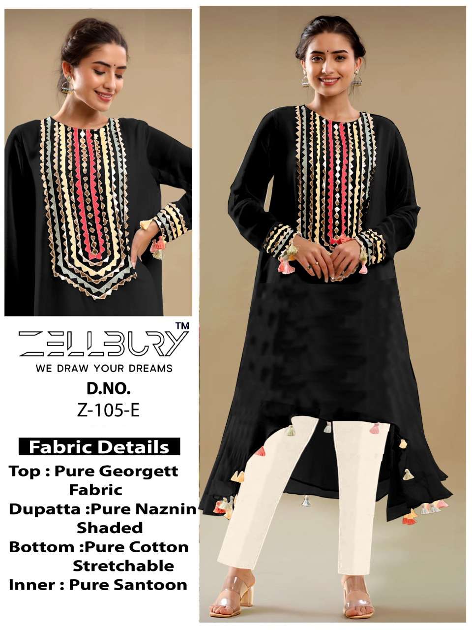 CELLBURY 105 COLOURS BY CELLBURY 105-A TO 105-E SERIES BEAUTIFUL PAKISTANI SUITS STYLISH COLORFUL FANCY CASUAL WEAR & ETHNIC WEAR PURE GEORGETTE EMBROIDERED DRESSES AT WHOLESALE PRICE