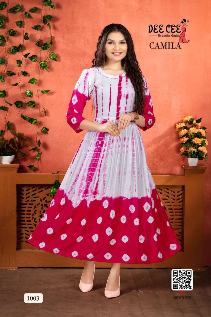 CAMILA BY DEE CEE 1001 TO 1006 SERIES BEAUTIFUL STYLISH FANCY COLORFUL CASUAL WEAR & ETHNIC WEAR HEAVY RAYON GOWNS AT WHOLESALE PRICE