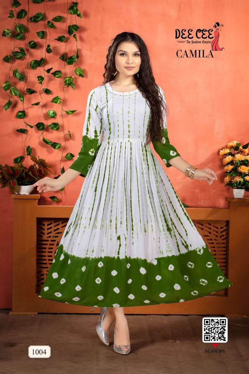 CAMILA BY DEE CEE 1001 TO 1006 SERIES BEAUTIFUL STYLISH FANCY COLORFUL CASUAL WEAR & ETHNIC WEAR HEAVY RAYON GOWNS AT WHOLESALE PRICE