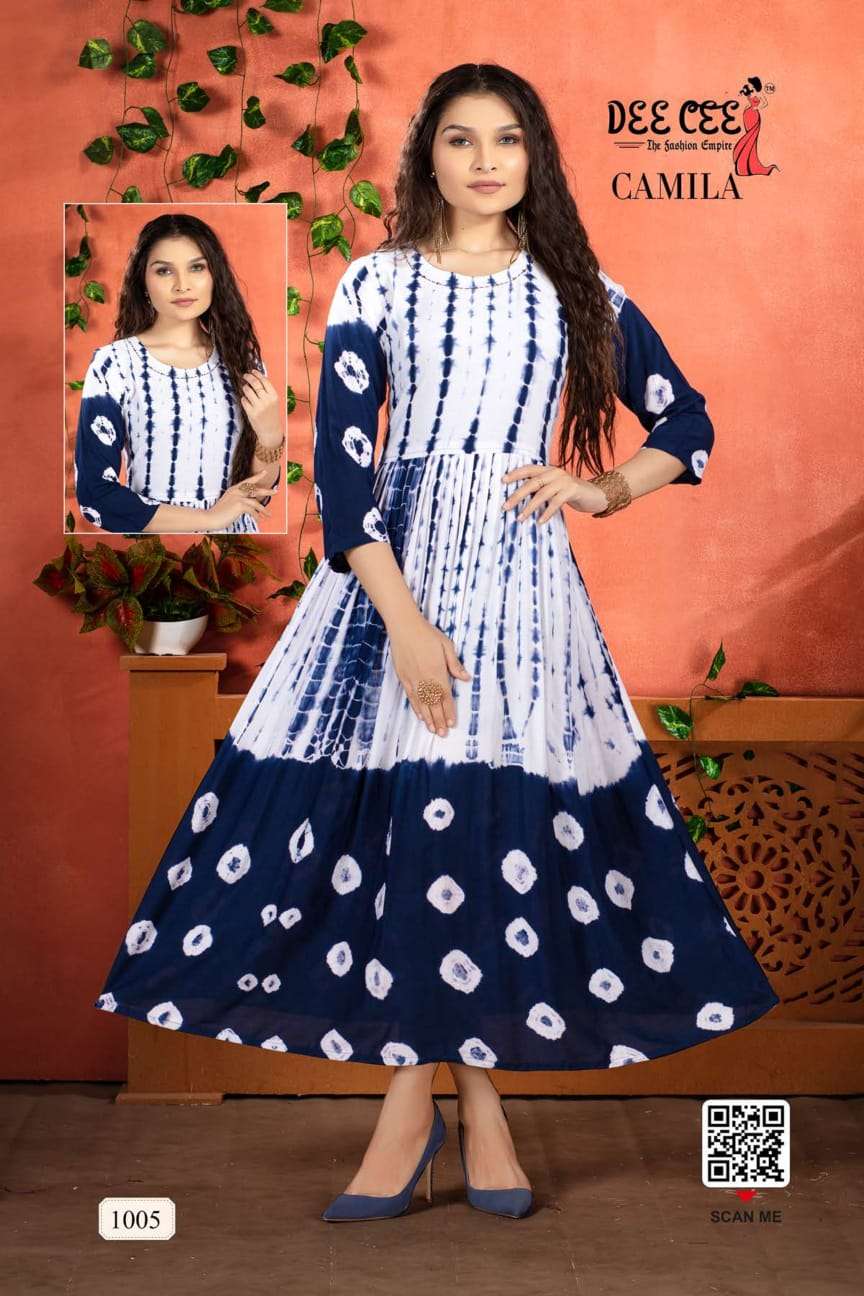 CAMILA BY DEE CEE 1001 TO 1006 SERIES BEAUTIFUL STYLISH FANCY COLORFUL CASUAL WEAR & ETHNIC WEAR HEAVY RAYON GOWNS AT WHOLESALE PRICE