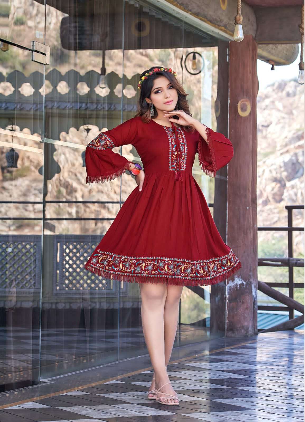 CHERRY BY OSSM 01 TO 06 SERIES BEAUTIFUL STYLISH FANCY COLORFUL CASUAL WEAR & ETHNIC WEAR RAYON SLUB KURTIS AT WHOLESALE PRICE