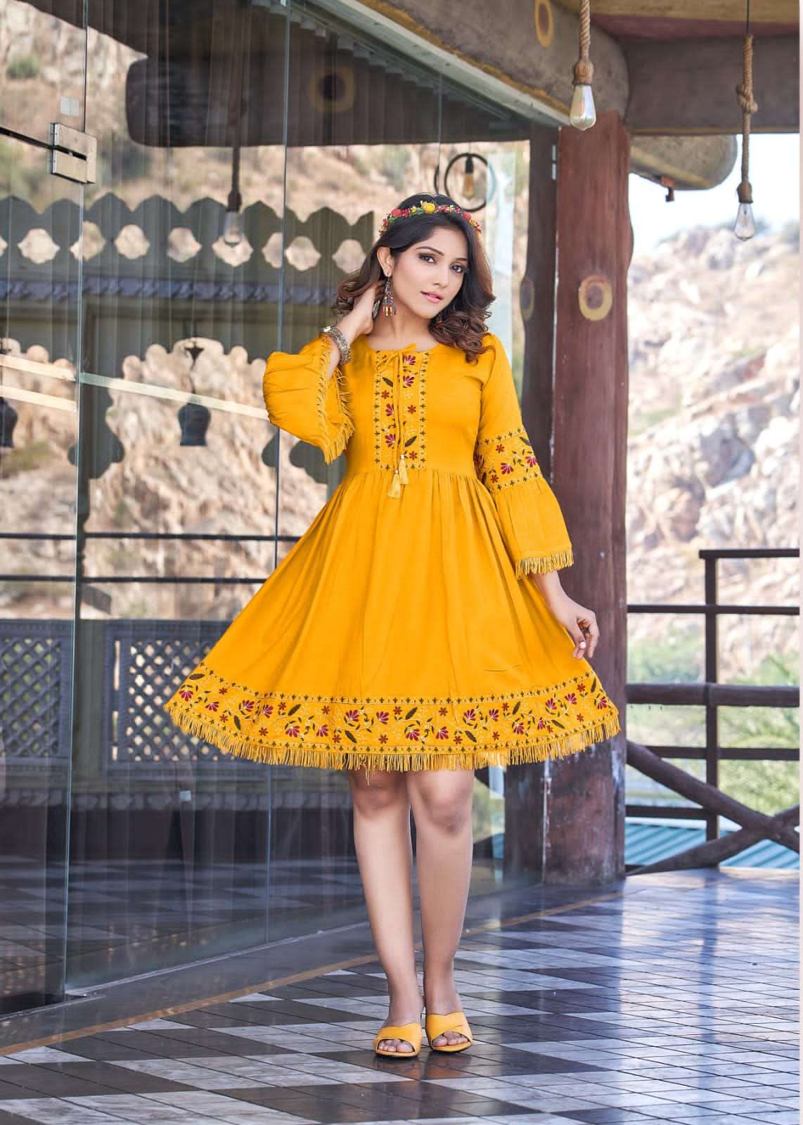 CHERRY BY OSSM 01 TO 06 SERIES BEAUTIFUL STYLISH FANCY COLORFUL CASUAL WEAR & ETHNIC WEAR RAYON SLUB KURTIS AT WHOLESALE PRICE