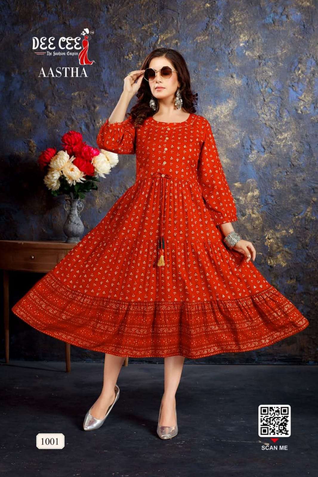 AASTHA BY DEE CEE 1001 TO 1008 SERIES DESIGNER STYLISH FANCY COLORFUL BEAUTIFUL PARTY WEAR & ETHNIC WEAR COLLECTION RAYON PRINT KURTIS AT WHOLESALE PRICE
