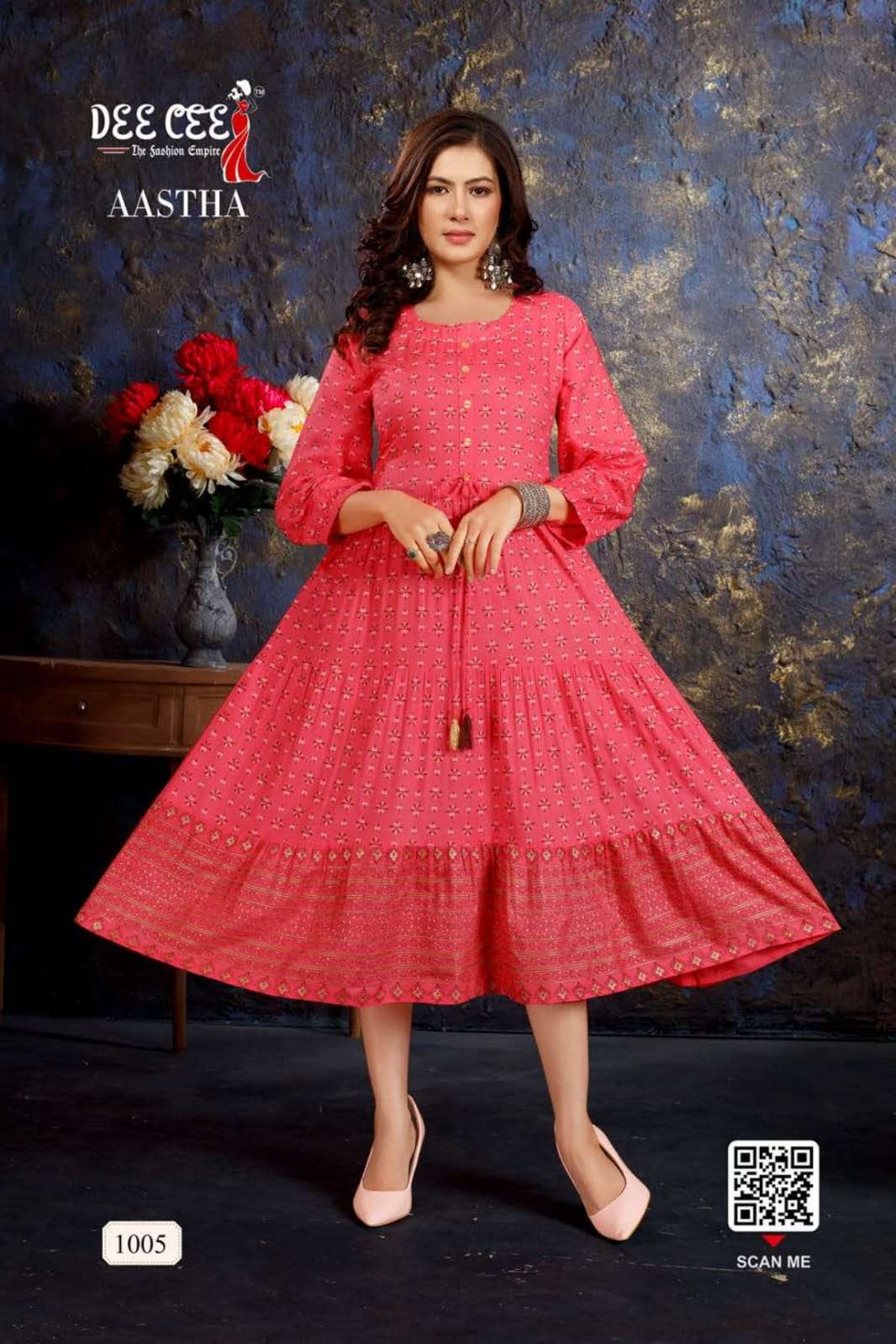 AASTHA BY DEE CEE 1001 TO 1008 SERIES DESIGNER STYLISH FANCY COLORFUL BEAUTIFUL PARTY WEAR & ETHNIC WEAR COLLECTION RAYON PRINT KURTIS AT WHOLESALE PRICE