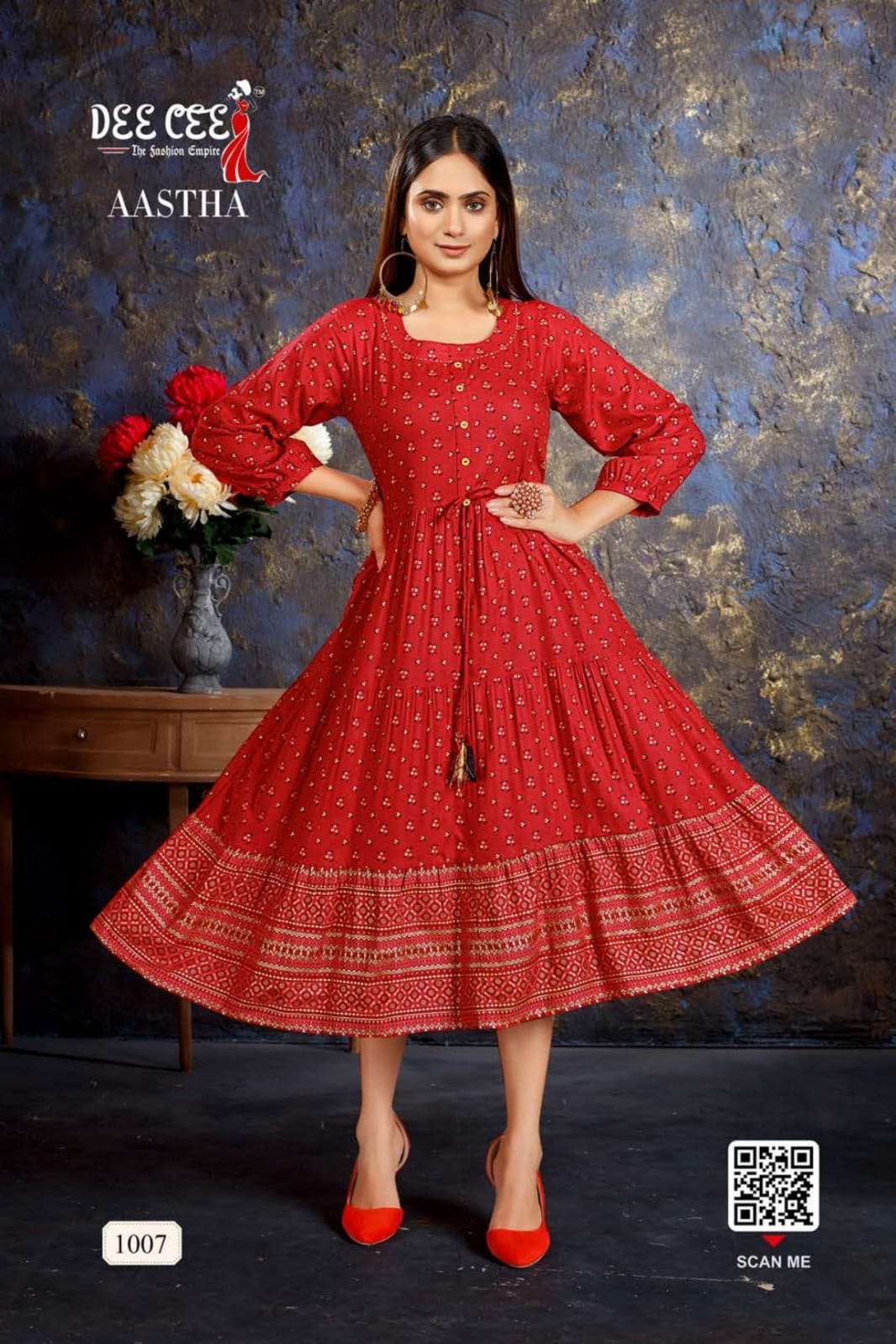 AASTHA BY DEE CEE 1001 TO 1008 SERIES DESIGNER STYLISH FANCY COLORFUL BEAUTIFUL PARTY WEAR & ETHNIC WEAR COLLECTION RAYON PRINT KURTIS AT WHOLESALE PRICE