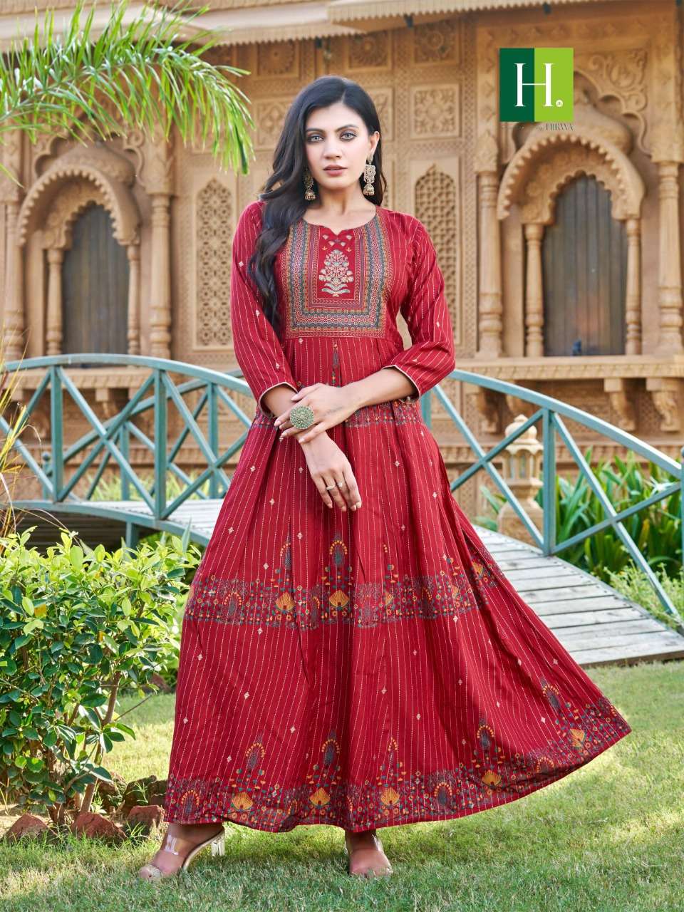 Saina By Hirwa 1001 To 1010 Series Beautiful Stylish Fancy Colorful Casual Wear & Ethnic Wear Heavy Rayon Gowns At Wholesale Price