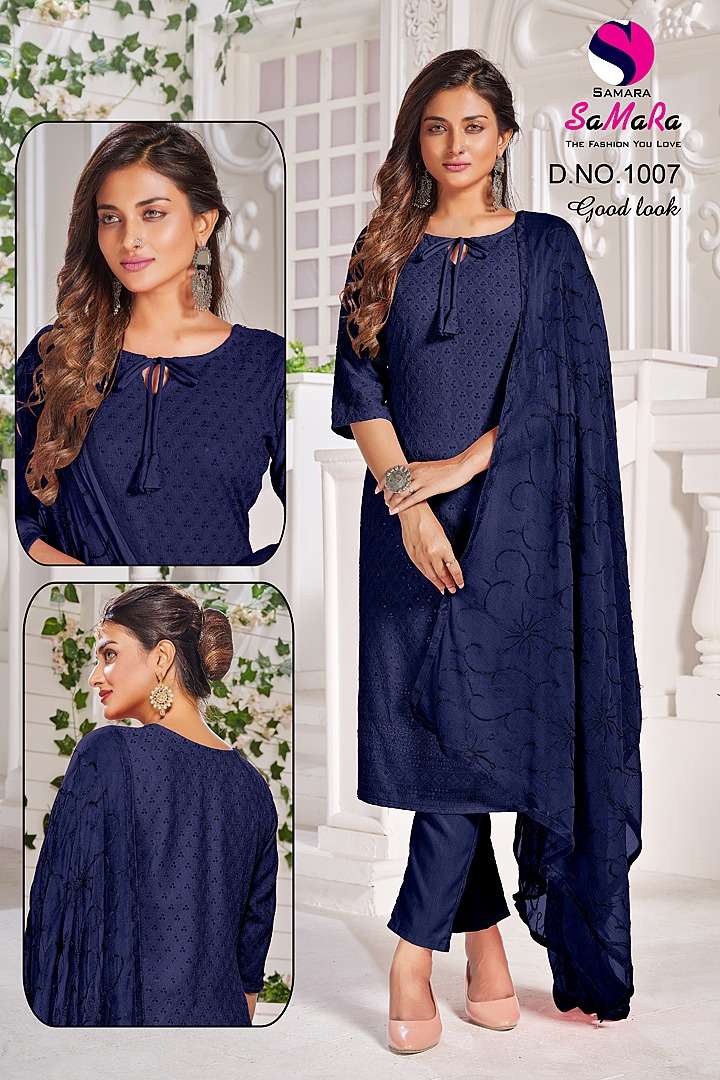 GOOD LOOK BY SAMARA 1001 TO 1010 SERIES DESIGNER SUITS BEAUTIFUL STYLISH FANCY COLORFUL PARTY WEAR & OCCASIONAL WEAR RAYON WITH WORK DRESSES AT WHOLESALE PRICE
