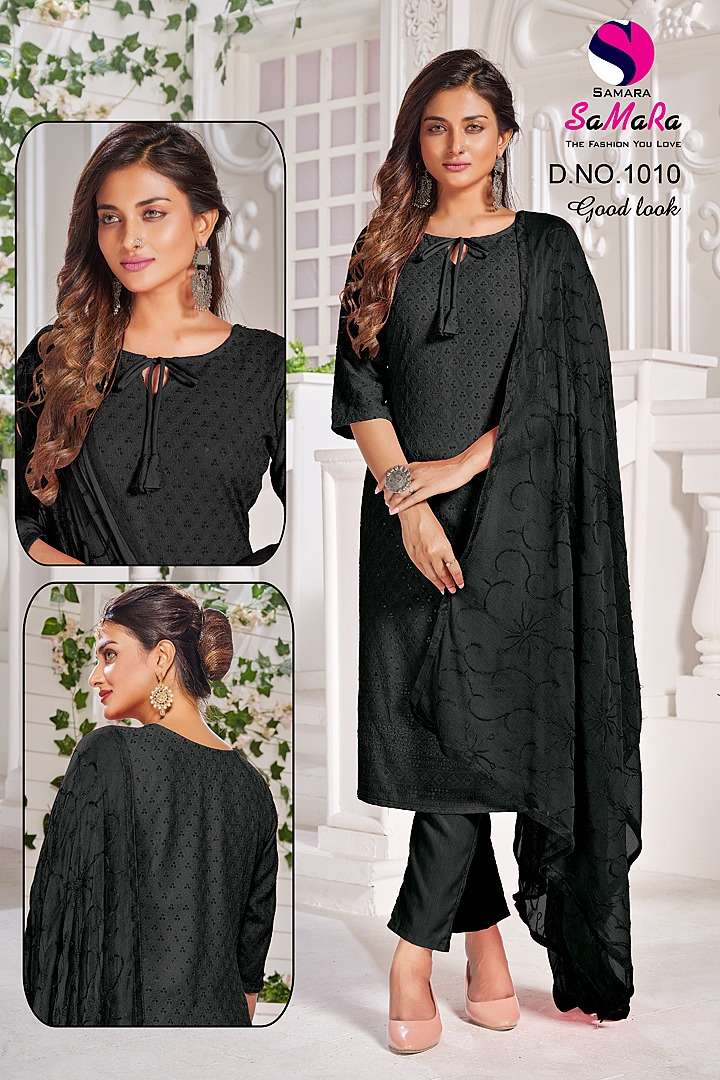 GOOD LOOK BY SAMARA 1001 TO 1010 SERIES DESIGNER SUITS BEAUTIFUL STYLISH FANCY COLORFUL PARTY WEAR & OCCASIONAL WEAR RAYON WITH WORK DRESSES AT WHOLESALE PRICE