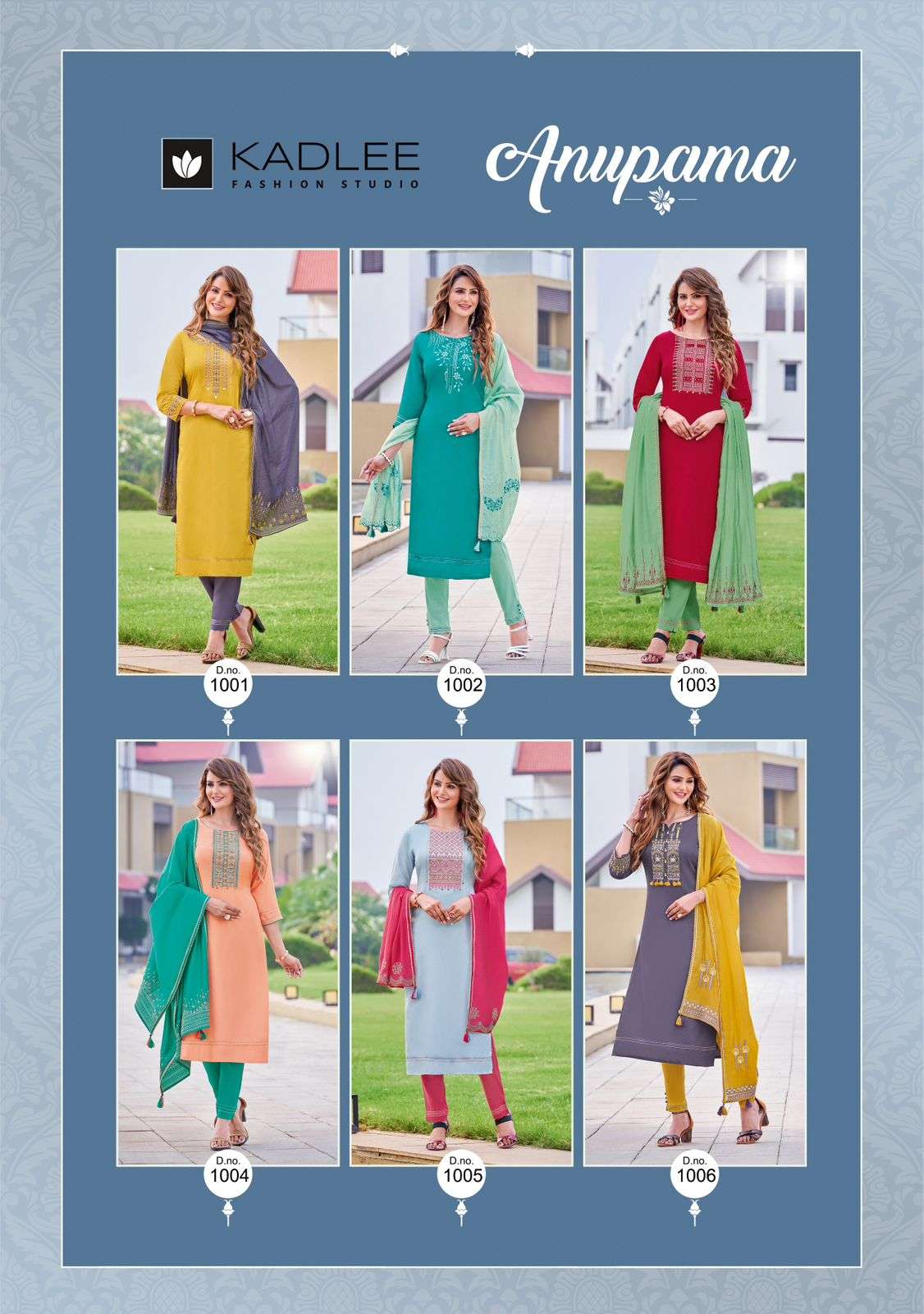 ANUPAMA BY KADLEE 1001 TO 1006 SERIES BEAUTIFUL SUITS COLORFUL STYLISH FANCY CASUAL WEAR & ETHNIC WEAR VISCOSE SILK EMBROIDERED DRESSES AT WHOLESALE PRICE