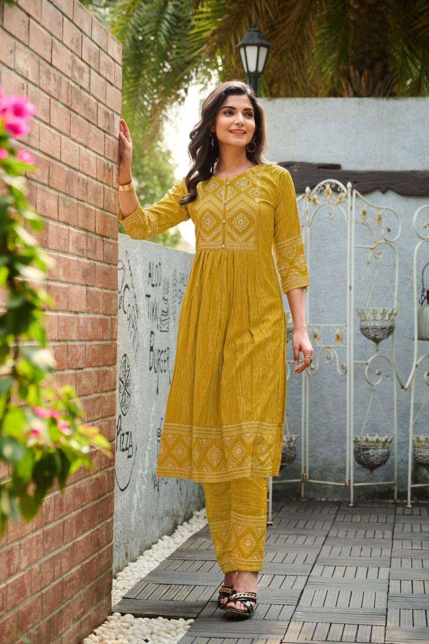 SAARVI VOL-1 BY RANGJYOT FASHION 1001 TO 1008 SERIES DESIGNER STYLISH FANCY COLORFUL BEAUTIFUL PARTY WEAR & ETHNIC WEAR COLLECTION RAYON KURTIS WITH BOTTOM AT WHOLESALE PRICE
