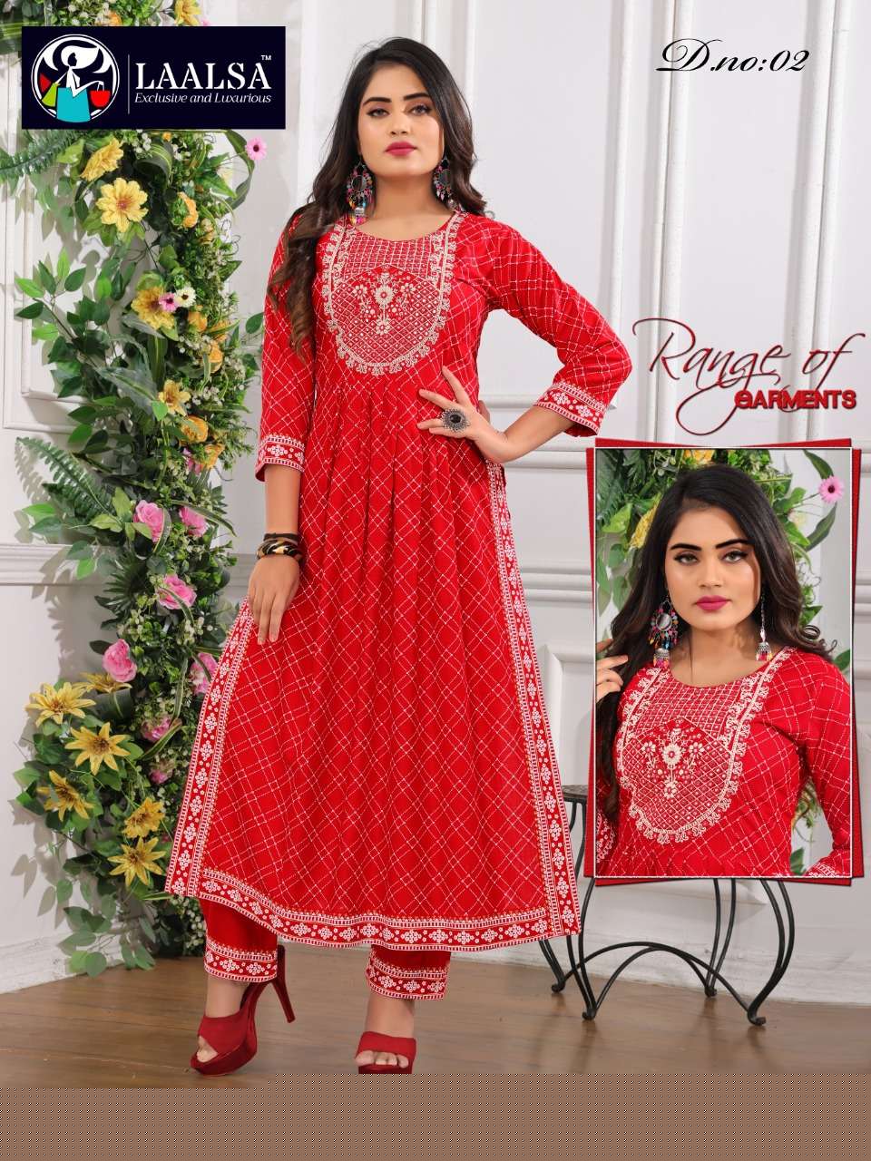 ETANIC VOL-2 BY LAALSA 01 TO 06 SERIES DESIGNER STYLISH FANCY COLORFUL BEAUTIFUL PARTY WEAR & ETHNIC WEAR COLLECTION RAYON KURTIS WITH BOTTOM AT WHOLESALE PRICE