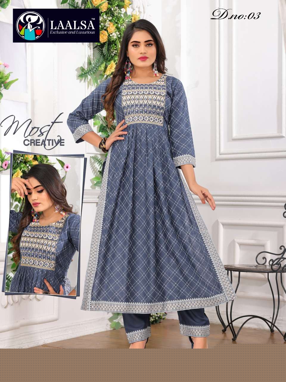 ETANIC VOL-2 BY LAALSA 01 TO 06 SERIES DESIGNER STYLISH FANCY COLORFUL BEAUTIFUL PARTY WEAR & ETHNIC WEAR COLLECTION RAYON KURTIS WITH BOTTOM AT WHOLESALE PRICE