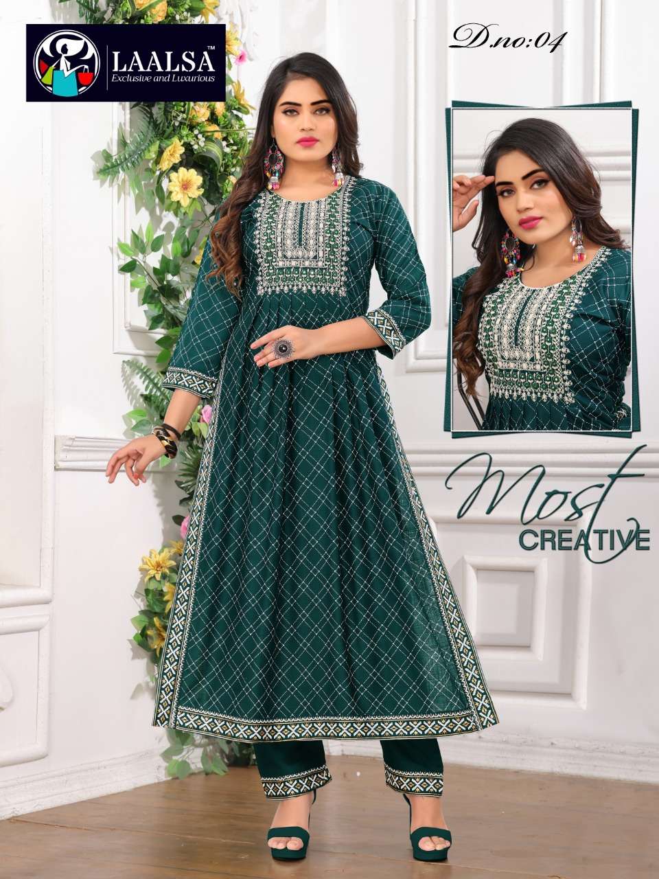 ETANIC VOL-2 BY LAALSA 01 TO 06 SERIES DESIGNER STYLISH FANCY COLORFUL BEAUTIFUL PARTY WEAR & ETHNIC WEAR COLLECTION RAYON KURTIS WITH BOTTOM AT WHOLESALE PRICE