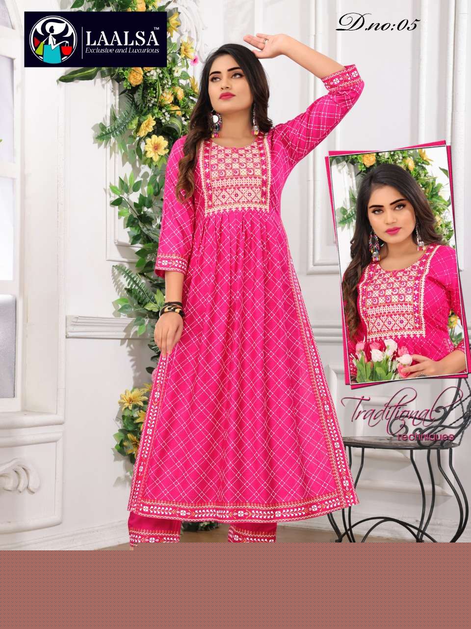 ETANIC VOL-2 BY LAALSA 01 TO 06 SERIES DESIGNER STYLISH FANCY COLORFUL BEAUTIFUL PARTY WEAR & ETHNIC WEAR COLLECTION RAYON KURTIS WITH BOTTOM AT WHOLESALE PRICE