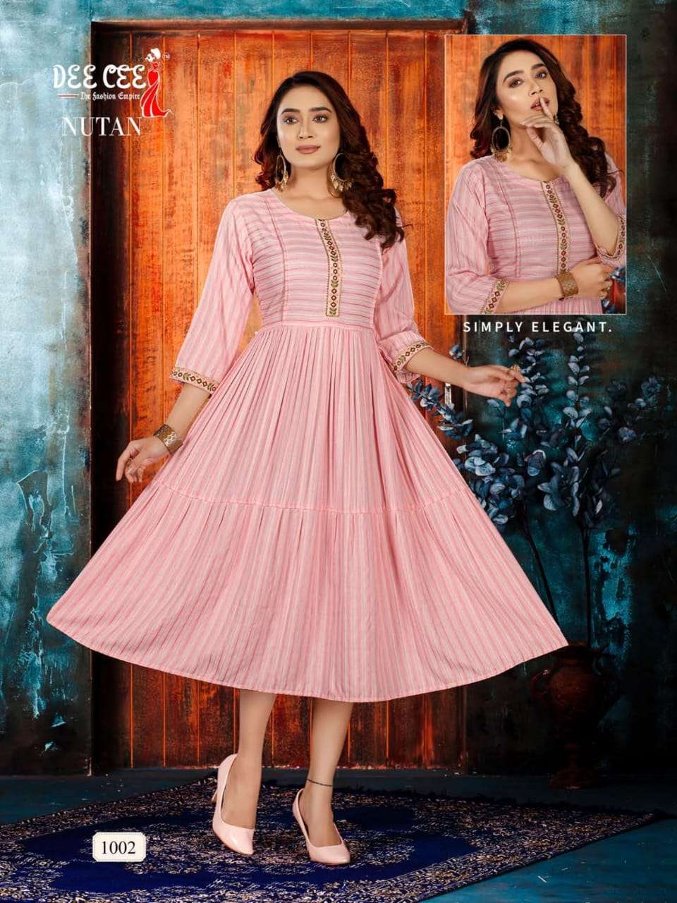 NUTAN BY DEE CEE 1001 TO 1006 SERIES DESIGNER STYLISH FANCY COLORFUL BEAUTIFUL PARTY WEAR & ETHNIC WEAR COLLECTION HEAVY RAYON KURTIS AT WHOLESALE PRICE