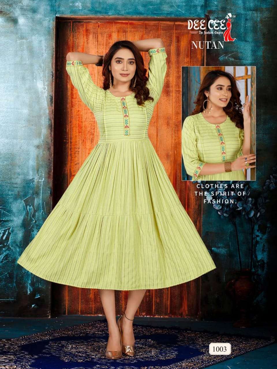 NUTAN BY DEE CEE 1001 TO 1006 SERIES DESIGNER STYLISH FANCY COLORFUL BEAUTIFUL PARTY WEAR & ETHNIC WEAR COLLECTION HEAVY RAYON KURTIS AT WHOLESALE PRICE