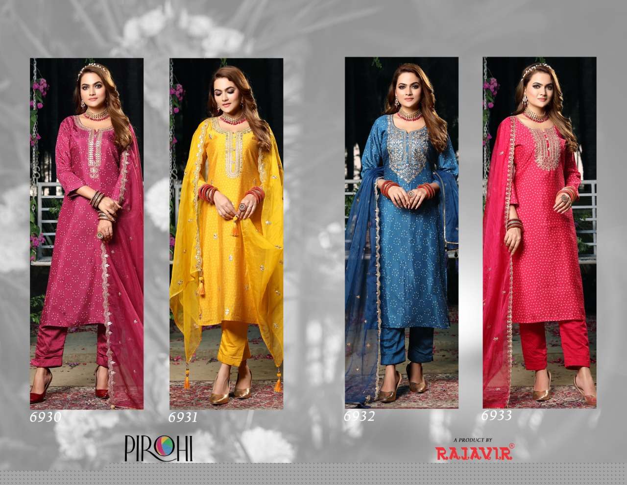 Bahara By Pirohi 6930 To 6933 Series Suits Beautiful Fancy Colorful Stylish Party Wear & Occasional Wear Pure Muslin Dresses At Wholesale Price