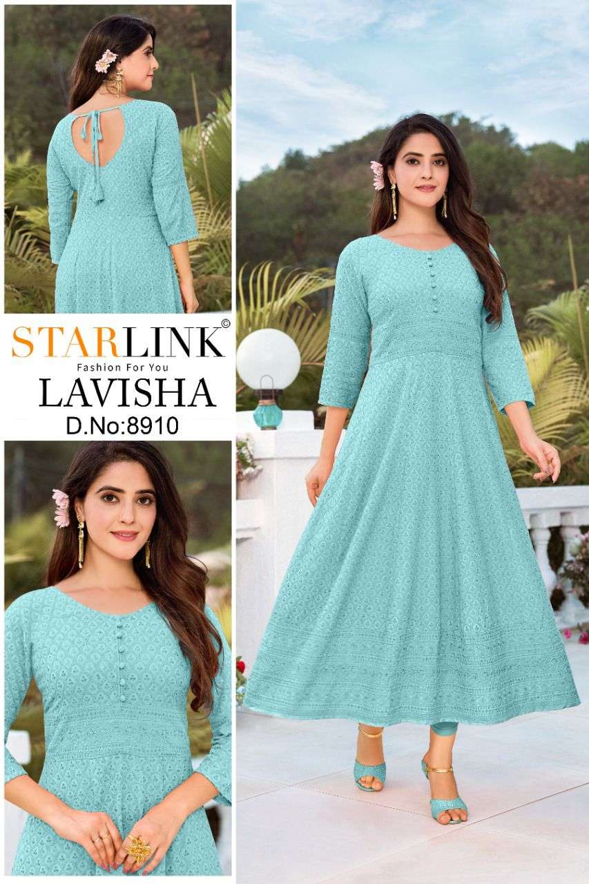 LAVISHA BY STARLINK BEAUTIFUL STYLISH FANCY COLORFUL CASUAL WEAR & ETHNIC WEAR FANCY GOWNS AT WHOLESALE PRICE